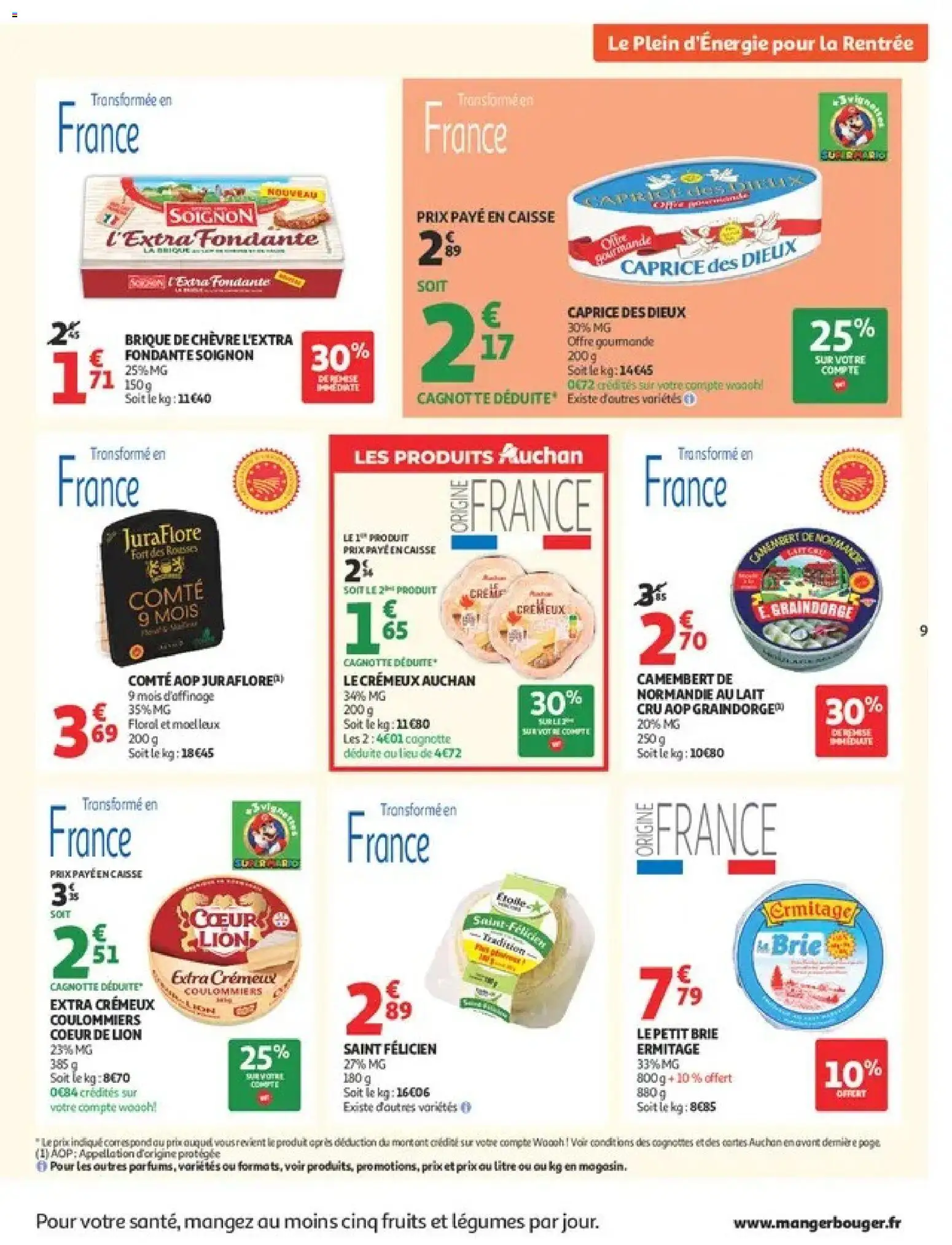 {H1} | Page: 9 | Produits: Brique, Comté aop, Lait, Crème