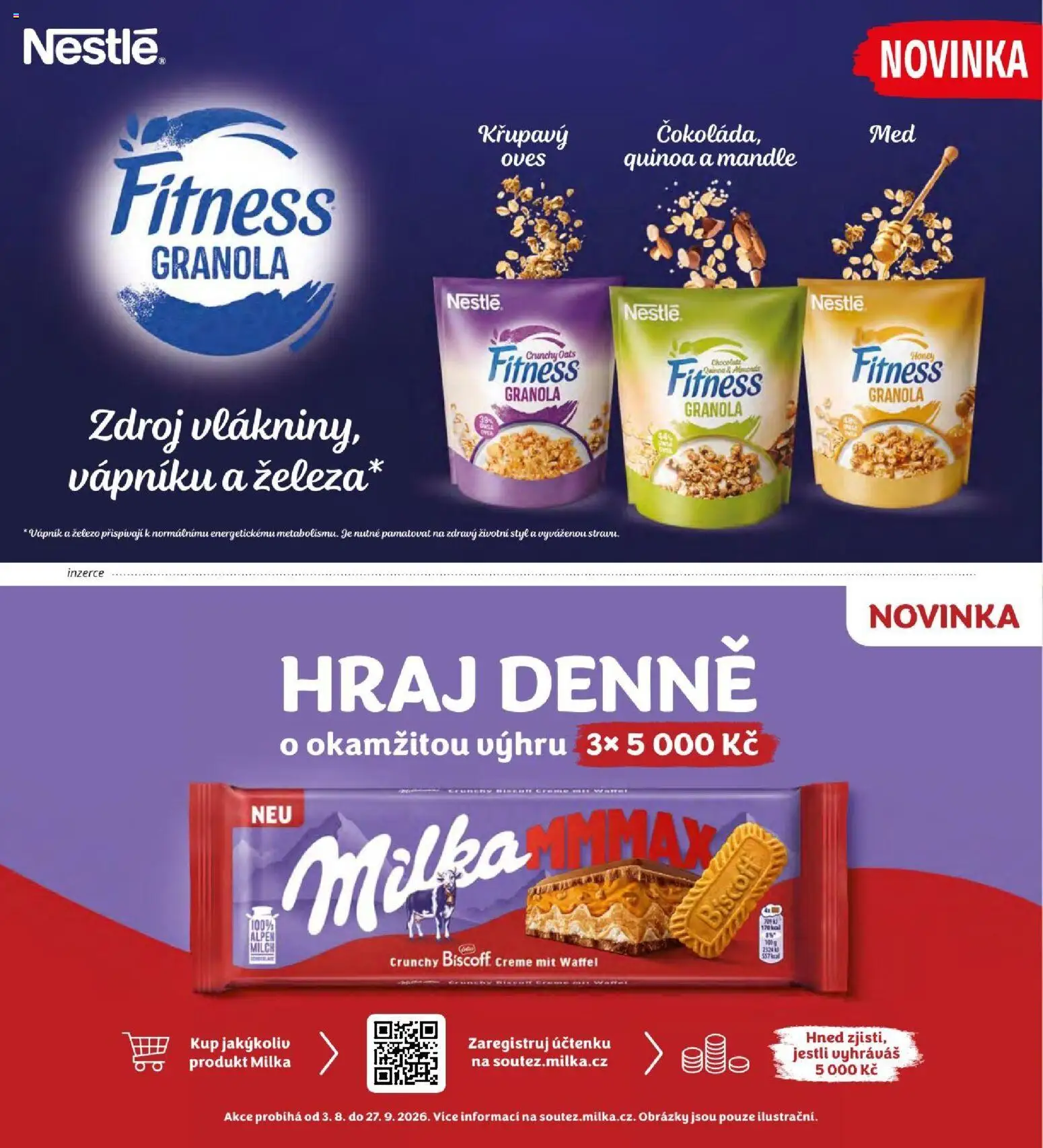 Albert magazín od 01.09.2026 | Strana: 58 | Produkty: Granola, Milka, Mandle, Quinoa