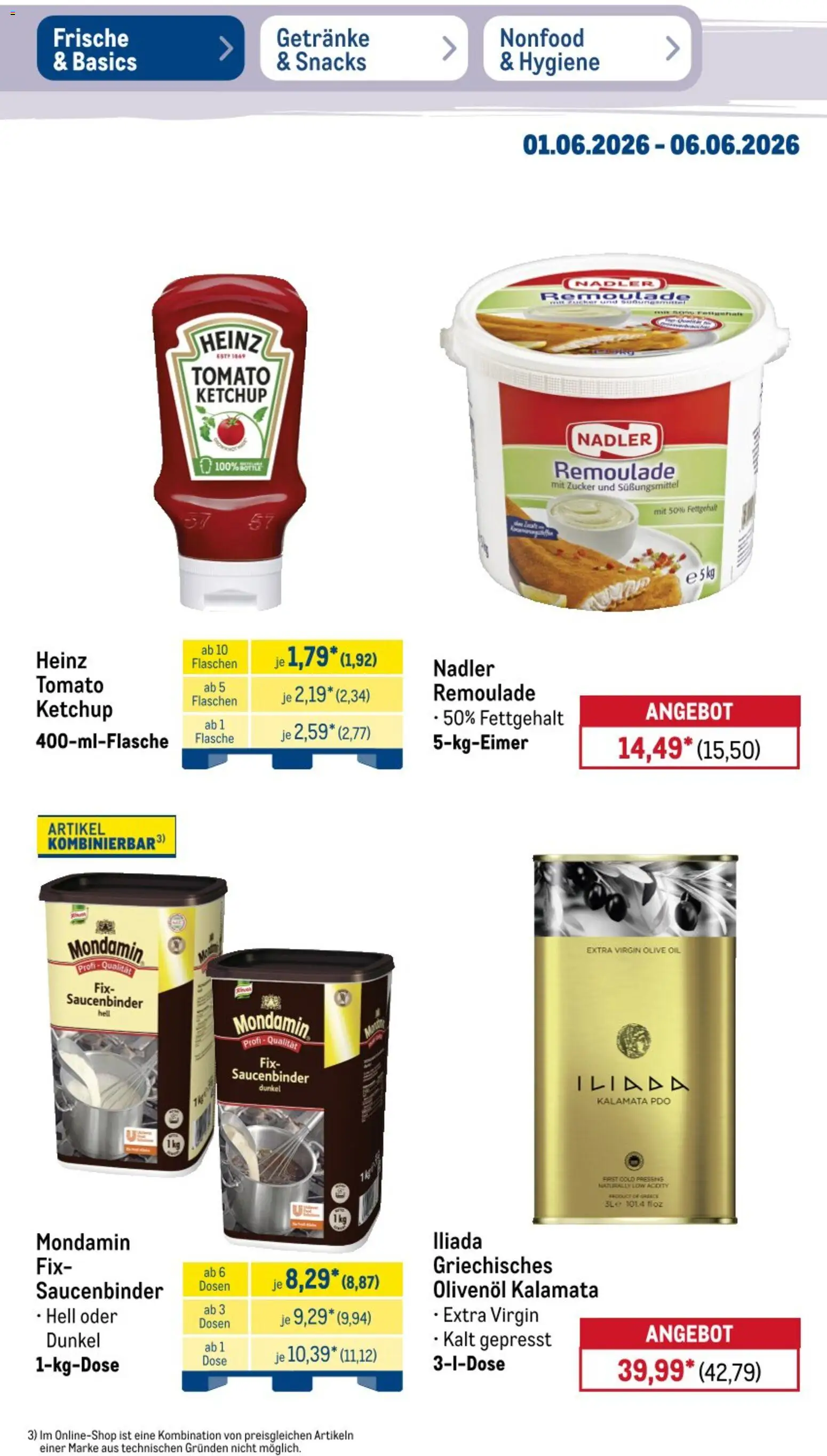 Metro NonFood-Angebote – gültig ab 01.06.2026 | Seite: 48 | Produkte: Öl, Olivenol, Zucker, Ketchup
