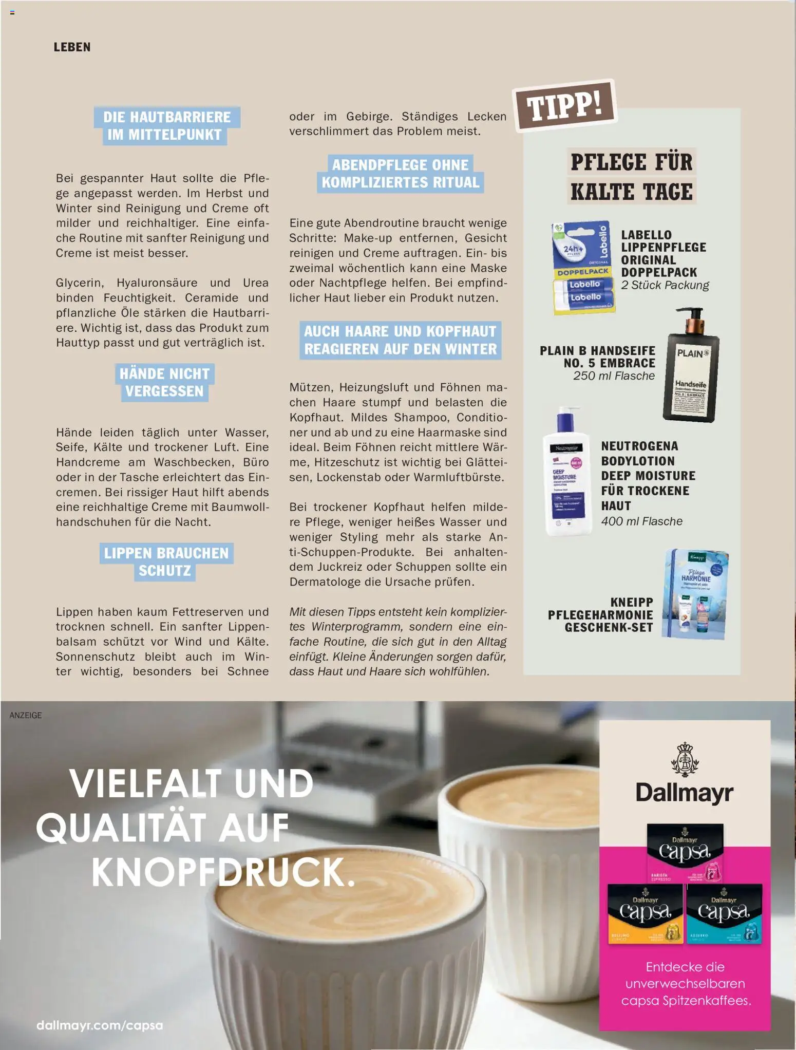 HIT pures Leben 04/2026 – gültig ab 06.10.2026 | Seite: 6 | Produkte: Lockenstab, Creme, Wasser, Dallmayr capsa