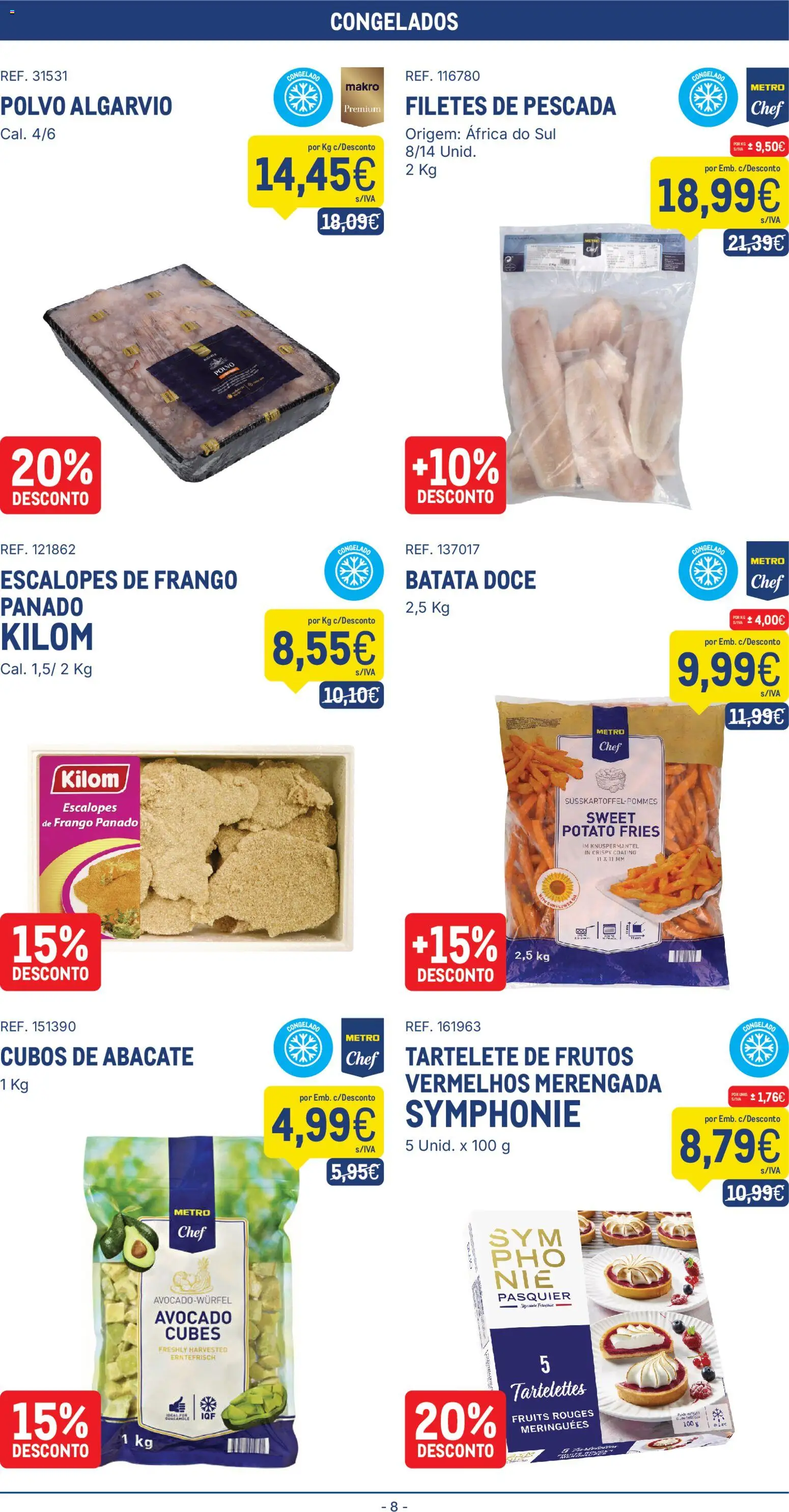 Makro folheto │ válido de 30/06/2026 | Página: 8 | Produtos: Frango, Pescada, Polvo, Abacate