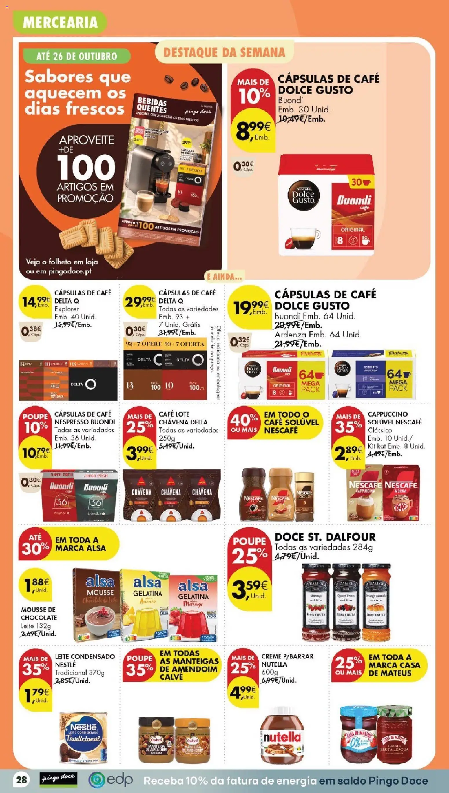 Pingo Doce folheto │ válido de 20/10/2026 | Página: 28 | Produtos: Bebidas, Nespresso, Chocolate, Dolce gusto