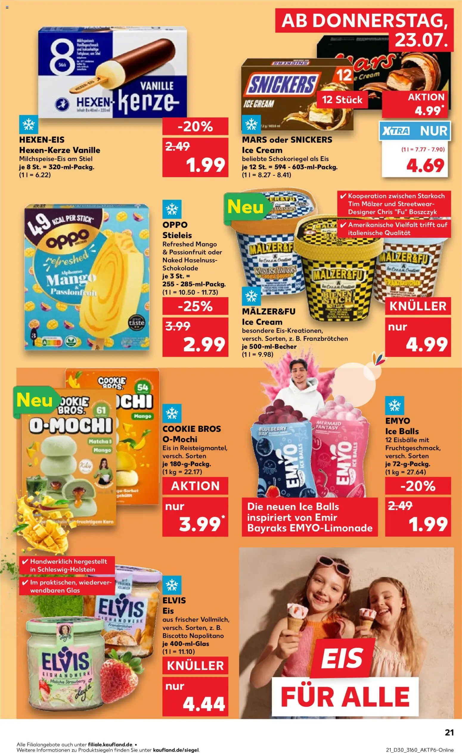 Kaufland Prospekt Potsdam – gültig ab 23.07.2026 | Seite: 21 | Produkte: Schokolade, Snickers, Mars, Mango