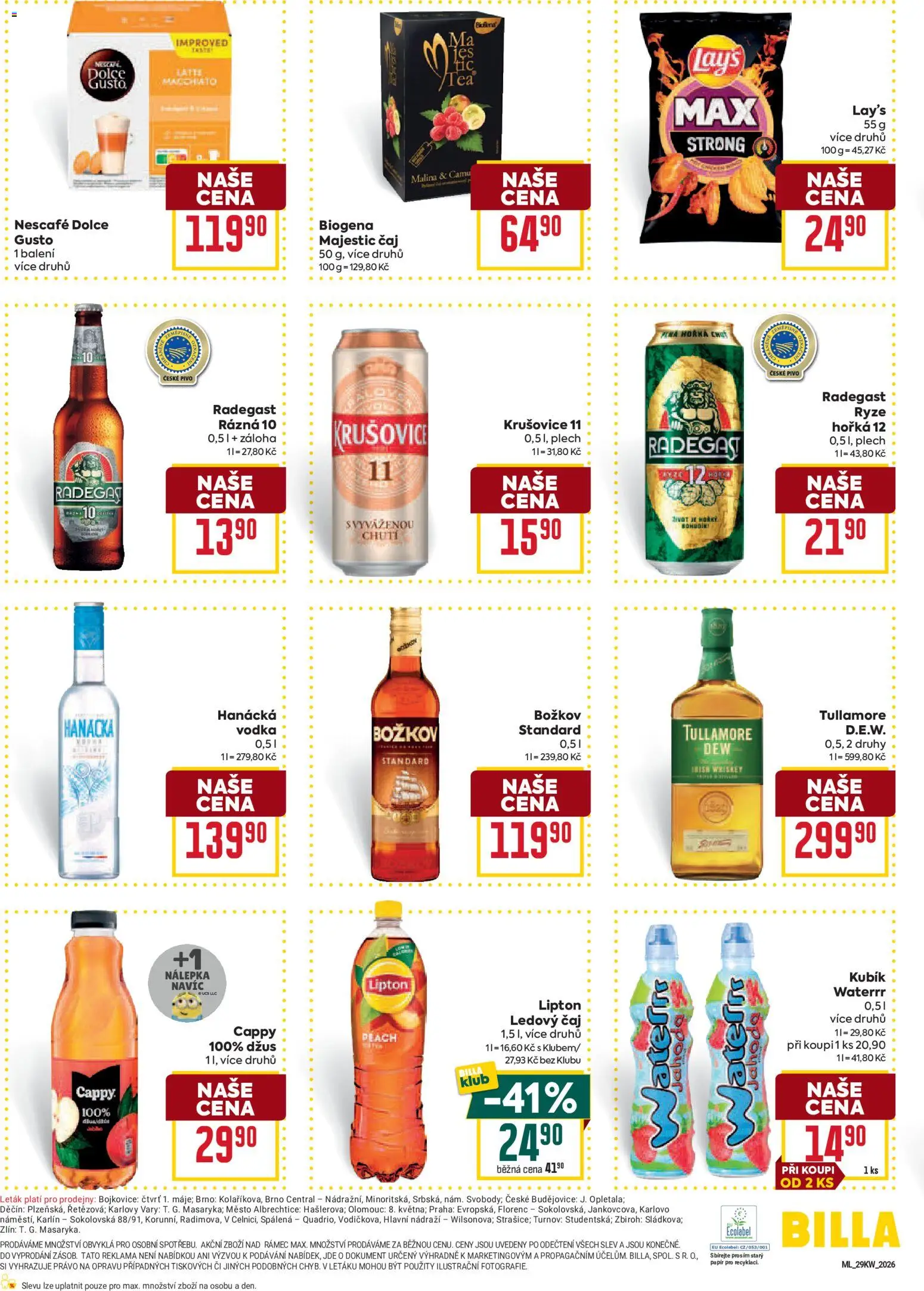 Billa Malý leták od 15.07.2026 | Strana: 6 | Produkty: Džus, Radegast Rázna 10, Nescafé, Krušovice