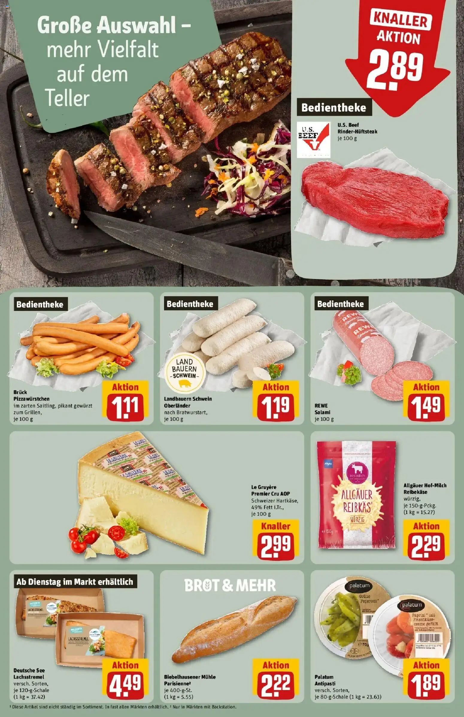 Rewe Prospekt Bönnigheim – gültig ab 17.05.2026 | Seite: 22 | Produkte: Lachs, Salami, Steak, Reibekase