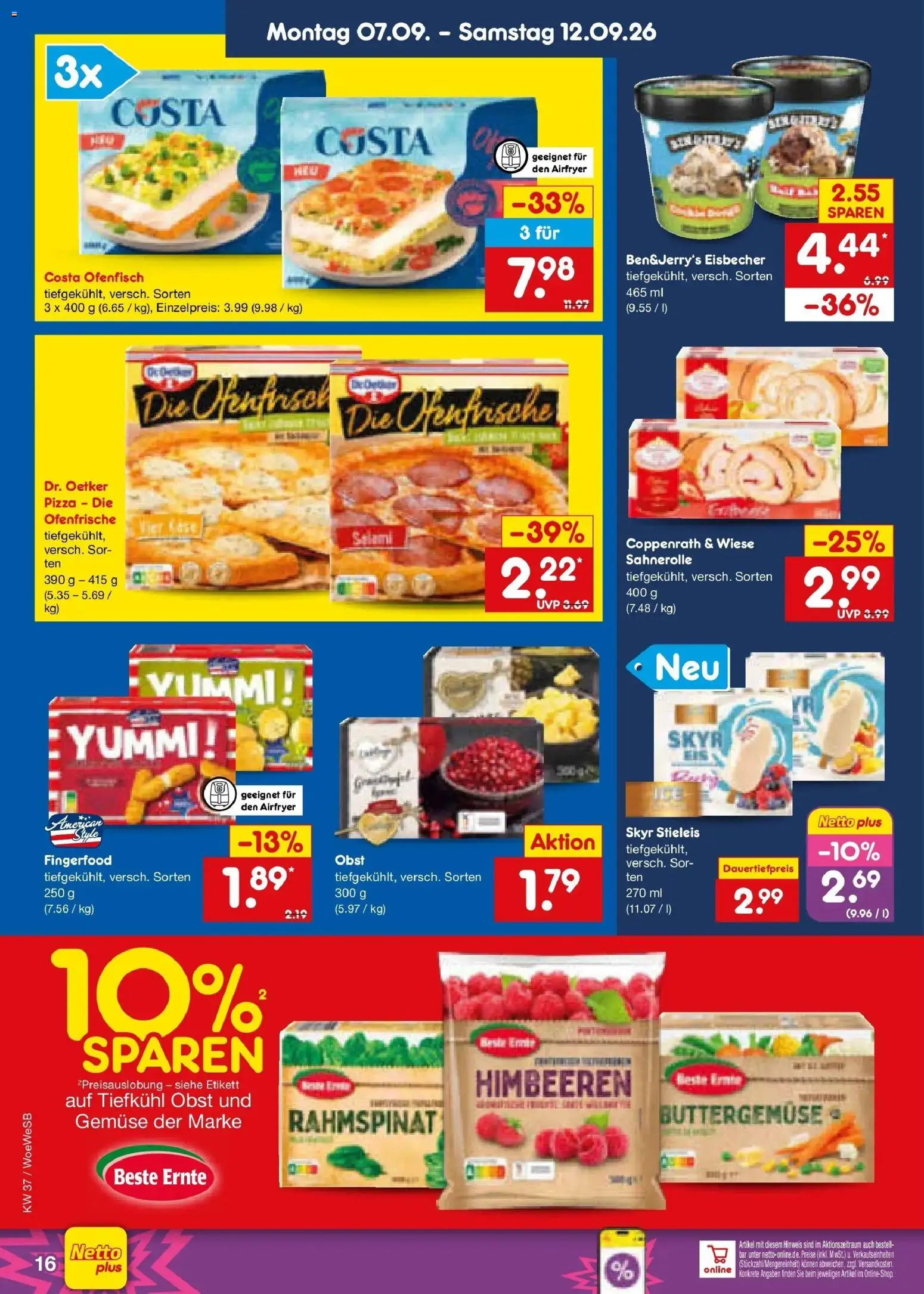Netto Marken-Discount Prospekt Leonberg – gültig ab 07.09.2026 | Seite: 24 | Produkte: Himbeeren, Ofenfrische, Skyr, Pizza