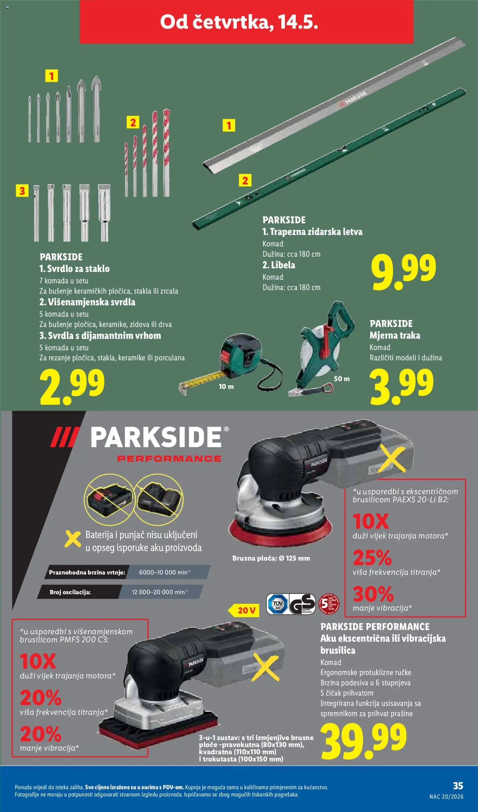 Lidl katalog | vrijedi od 11.05.2026 | Stranica: 35 | Proizvodi: Brusilica, Baterija, Parkside