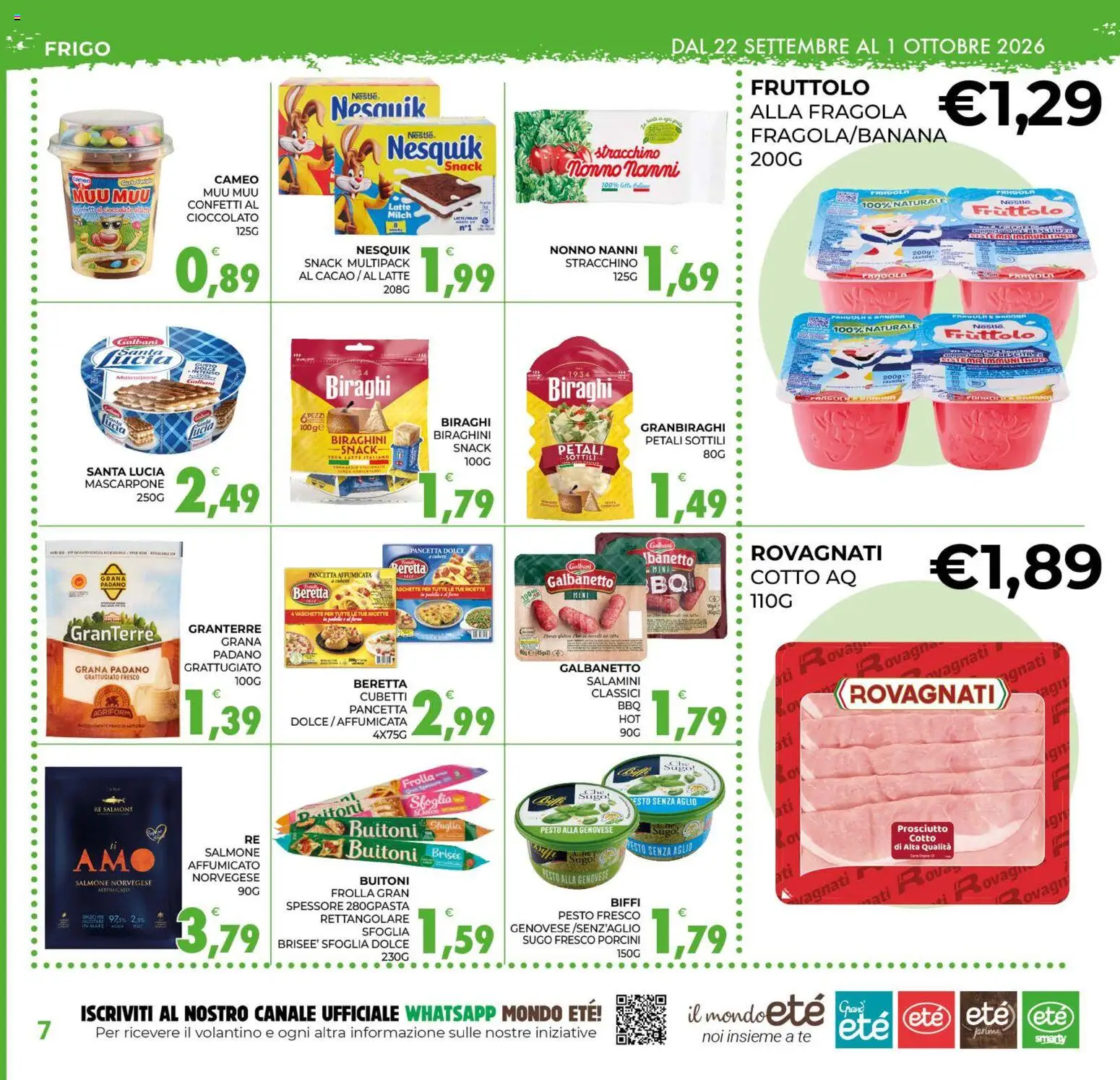 Volantino Eté del 22/09/2026 | Pagina: 7 | Prodotti: Prosciutto Cotto, Cioccolato, Stracchino, Cacao