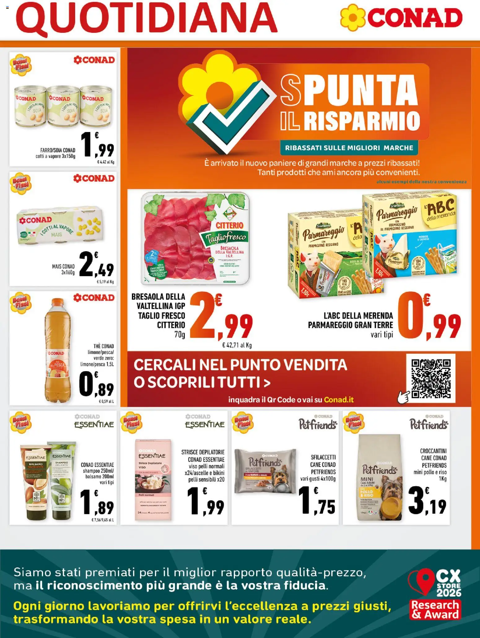 Volantino Conad del 23/09/2026 | Pagina: 7 | Prodotti: Strisce, Tè, Parmigiano reggiano, Farro