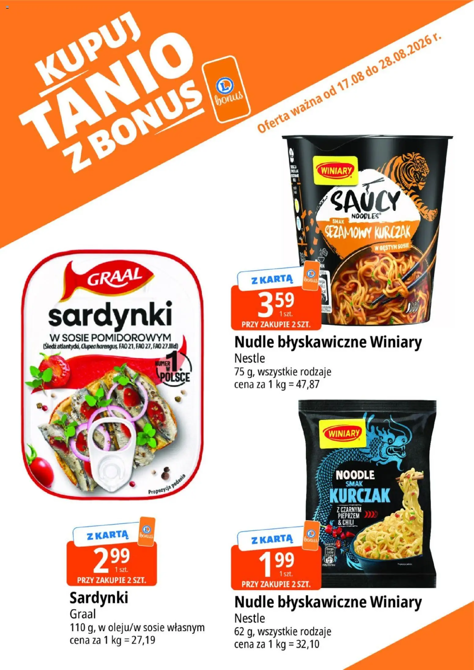 E.Leclerc gazetka - Kupuj Tanio Z Bonus od 17.08.2026 | Strona: 5 | Produkty: Chili, Noodle, Śledź, Sardynki