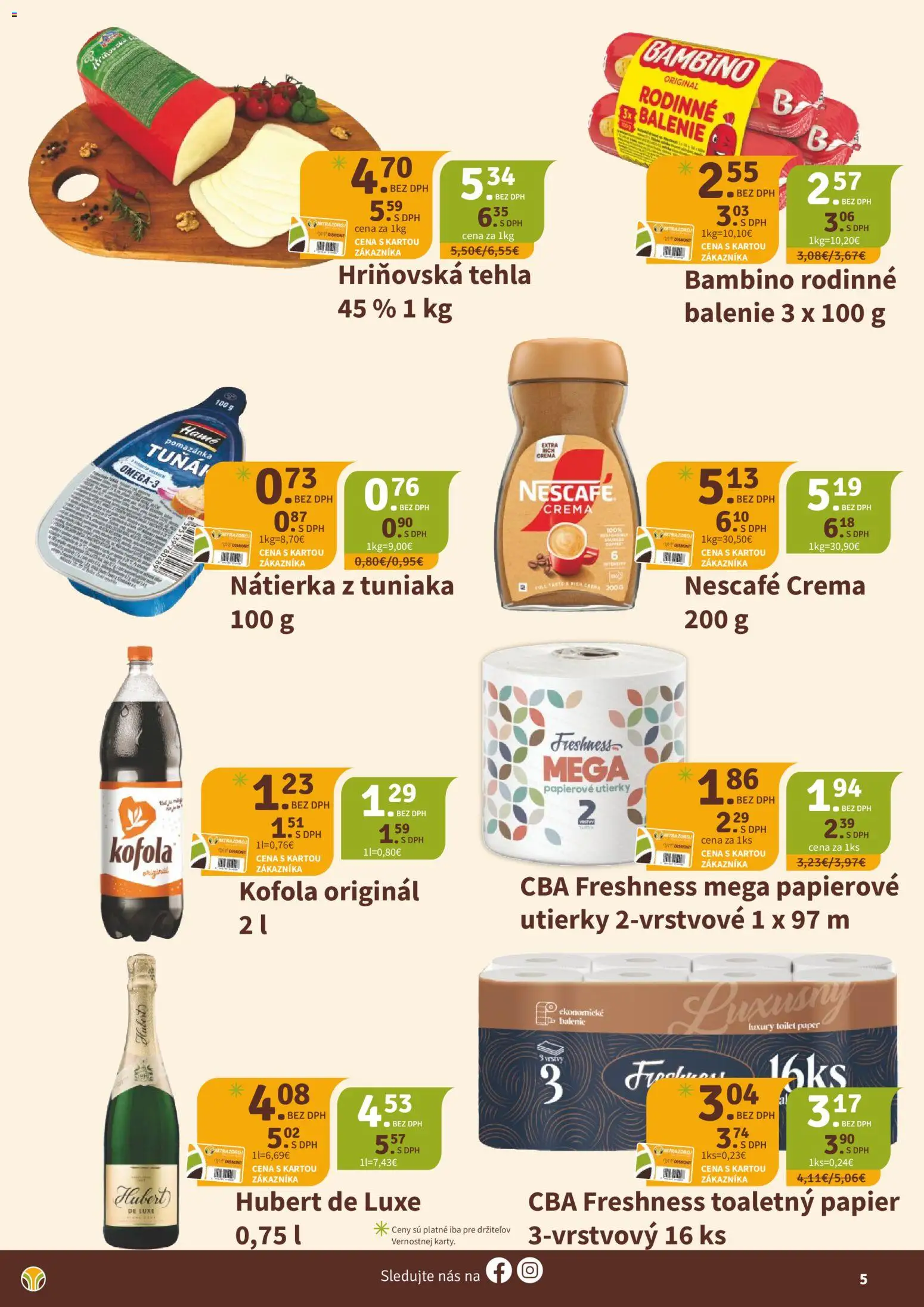 Nové Nitrazdroj akcie – leták je platný od 01.10.2026 | Strana: 5 | Produkty: Nátierka, Kofola, Toaletný papier, Utierky