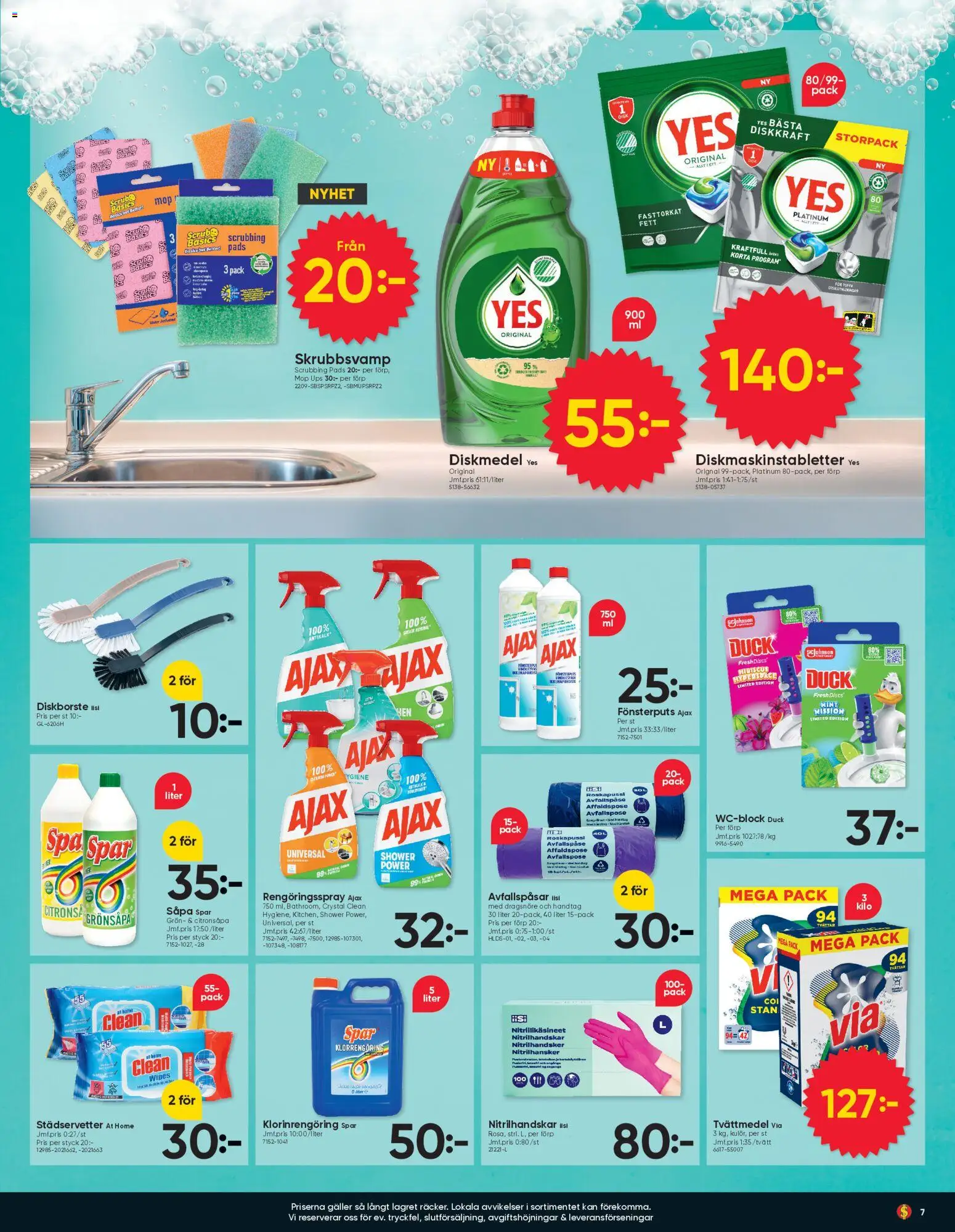 Dollar Store reklamblad aktuell från 02/03/2026 | Sida: 7 | Produkter: Tvättmedel, Diskmedel, Galler, Rengöringsspray