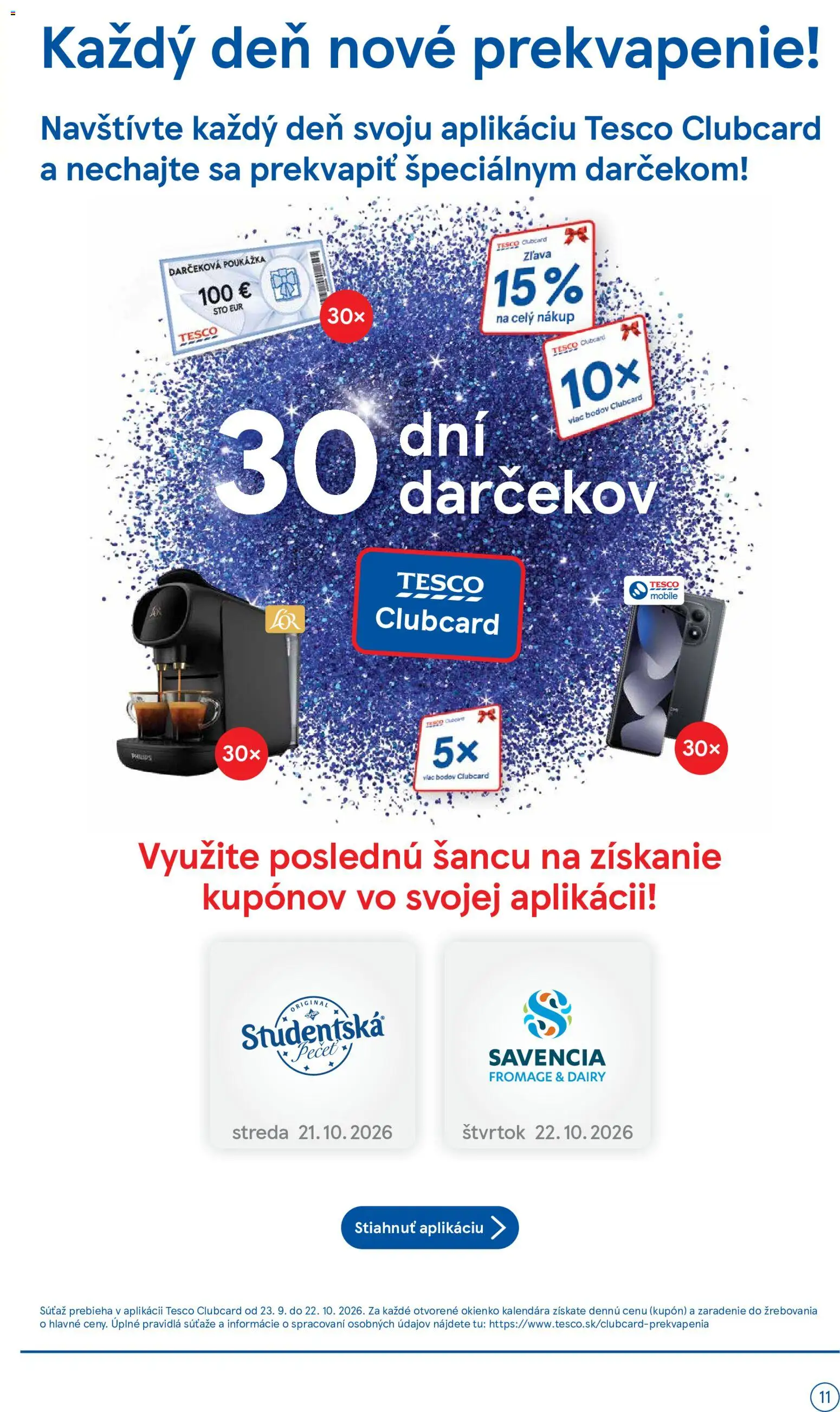 Nové Tesco akcie – leták je platný od 21.10.2026 | Strana: 11 | Produkty: Kávovar