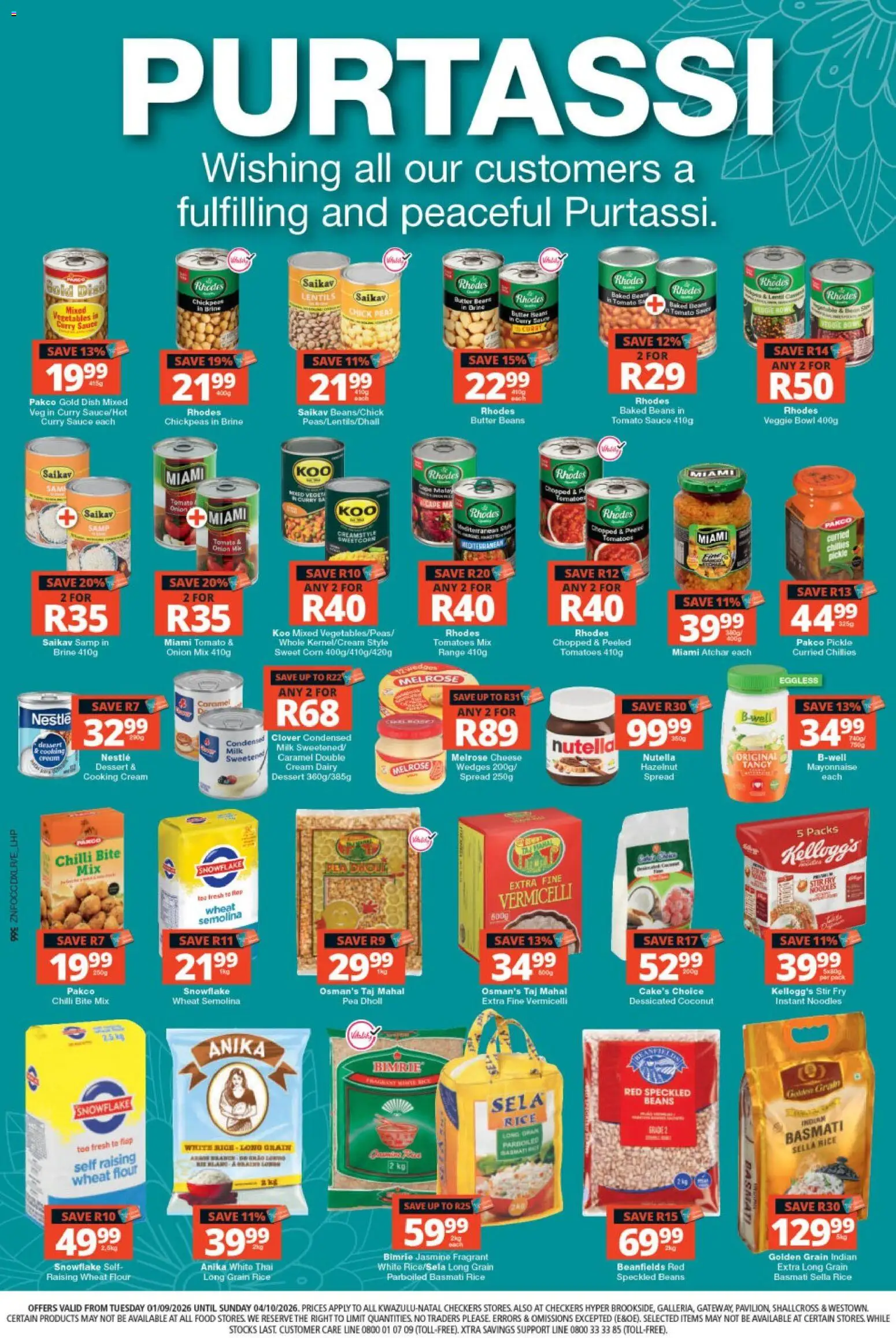 New Checkers catalogue – valid from 01/09/2026 | Page: 1 | Products: Flour, Cheese, Vegetables, Caramel