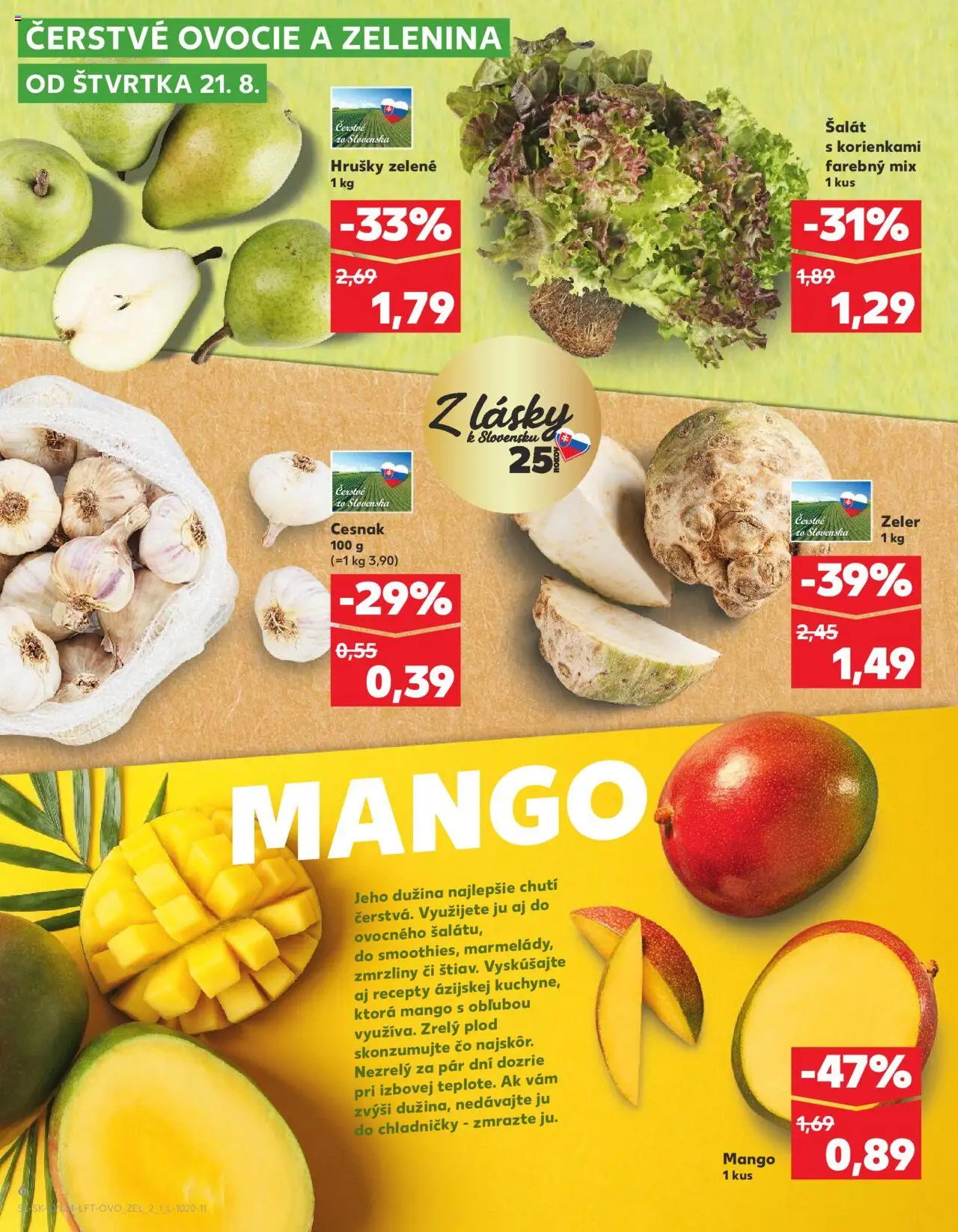 Nové Kaufland akcie – leták je platný od 21.08.2025 | Strana: 6 | Produkty: Mango, Hrušky, Zeler, Ovocie