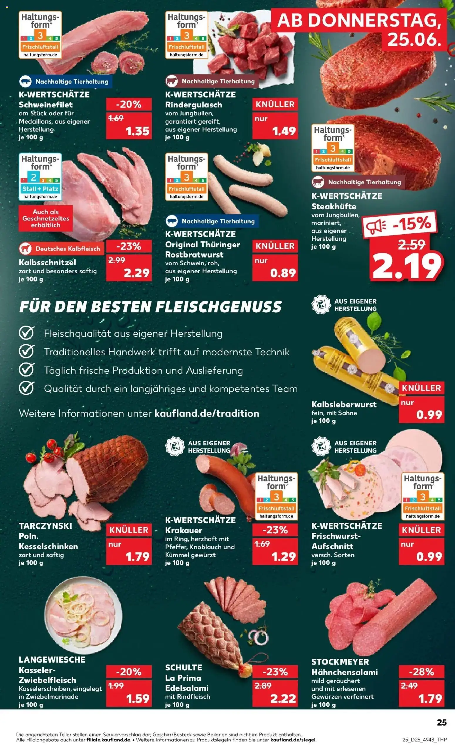 Kaufland Prospekt Ratingen – gültig ab 22.06.2026 | Seite: 34 | Produkte: Rindergulasch, Schnitzel, Salami, Rindfleisch