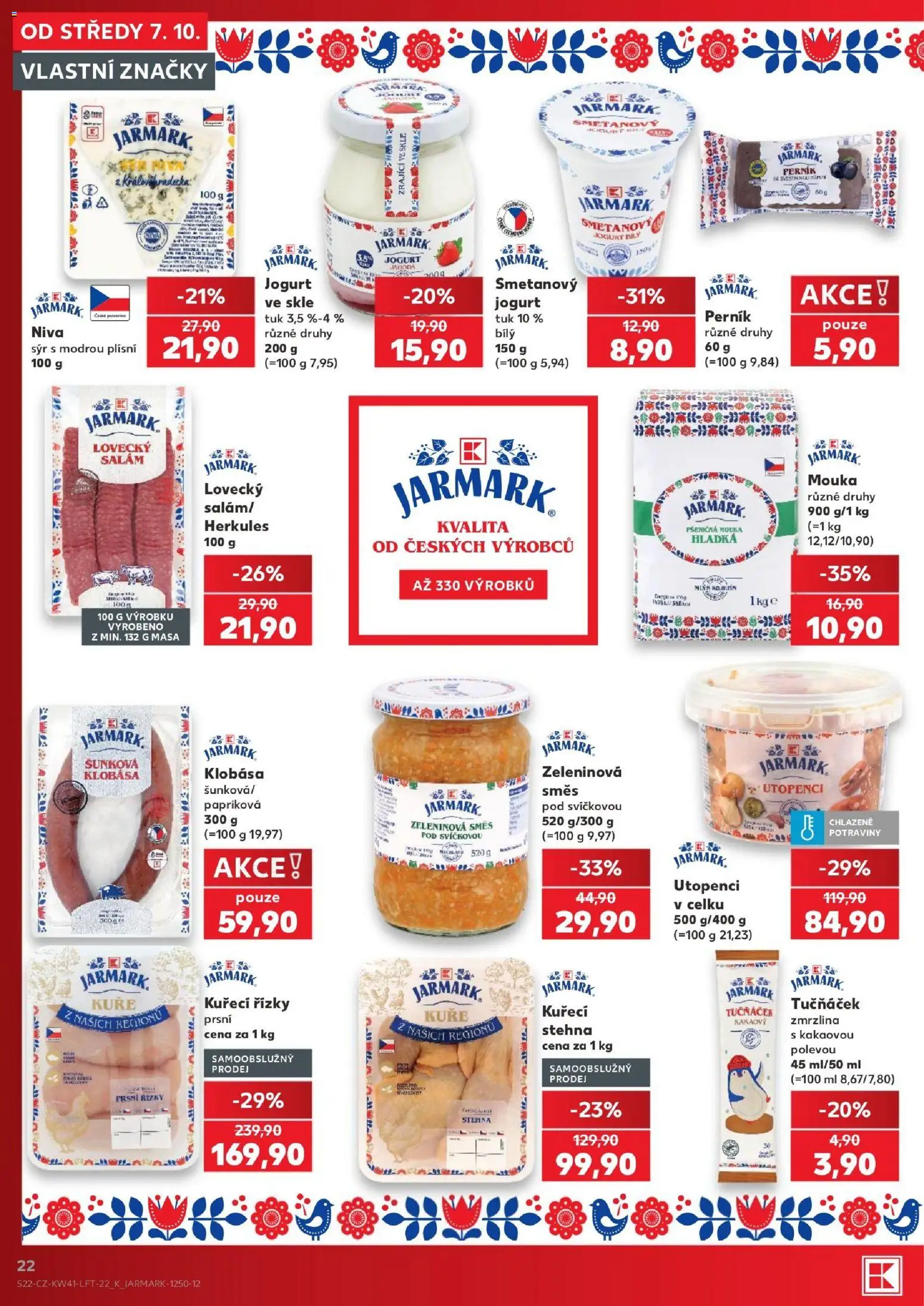 Kaufland leták - Plzeň Bory od 07.10.2026 | Strana: 22 | Produkty: Zmrzlina, Utopenci, Niva, Kuřecí stehna