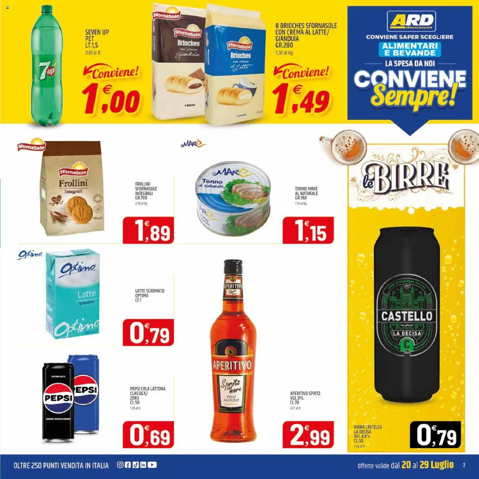 Volantino ARD Discount del 20/07/2026 | Pagina: 7 | Prodotti: Crema, Latte, Tonno, Pepsi