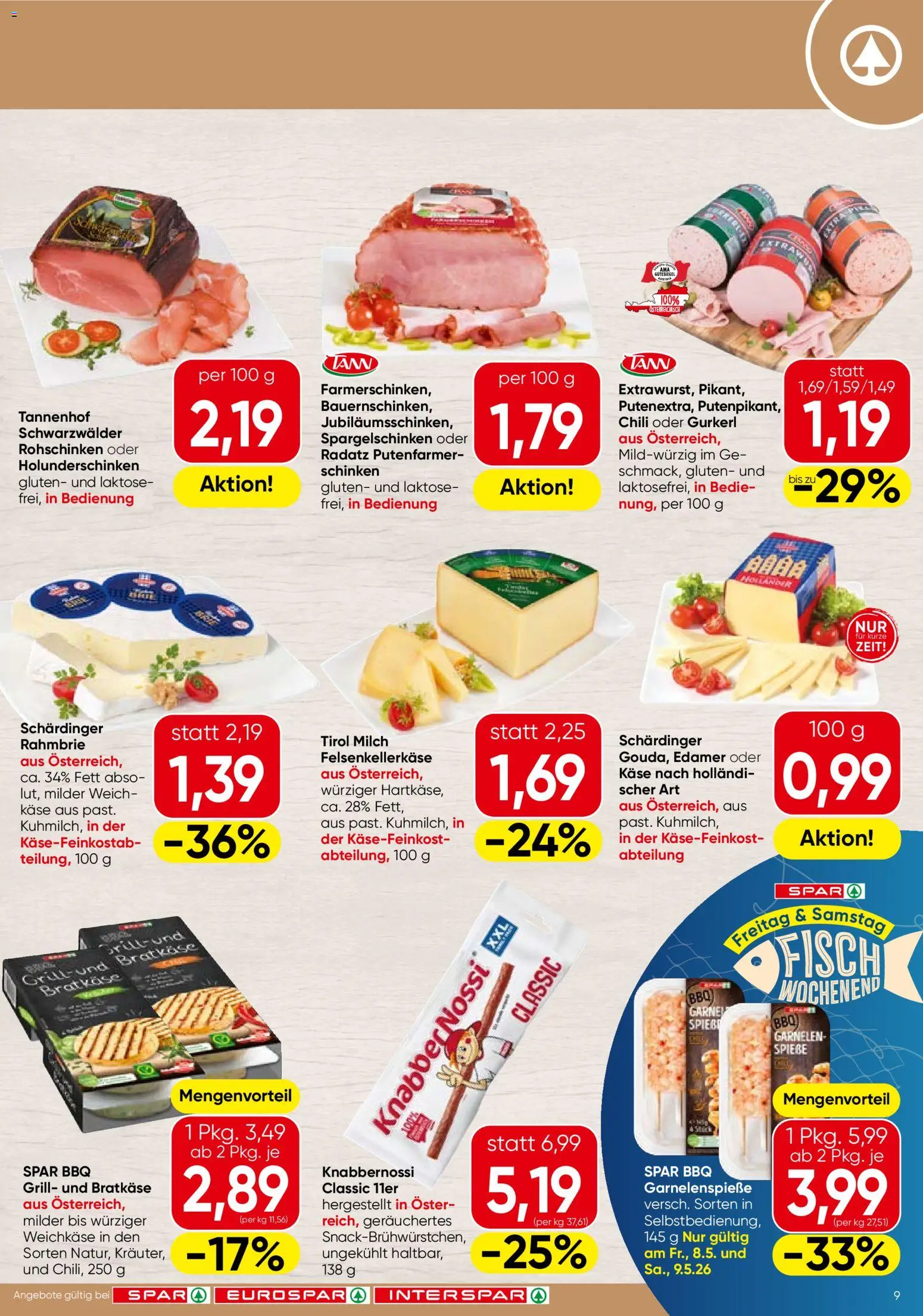 Spar Flugblatt - Niederösterreich gültig ab 07.05.2026 | Seite: 9 | Produkte: Grill, Milch, Schinken, Fisch