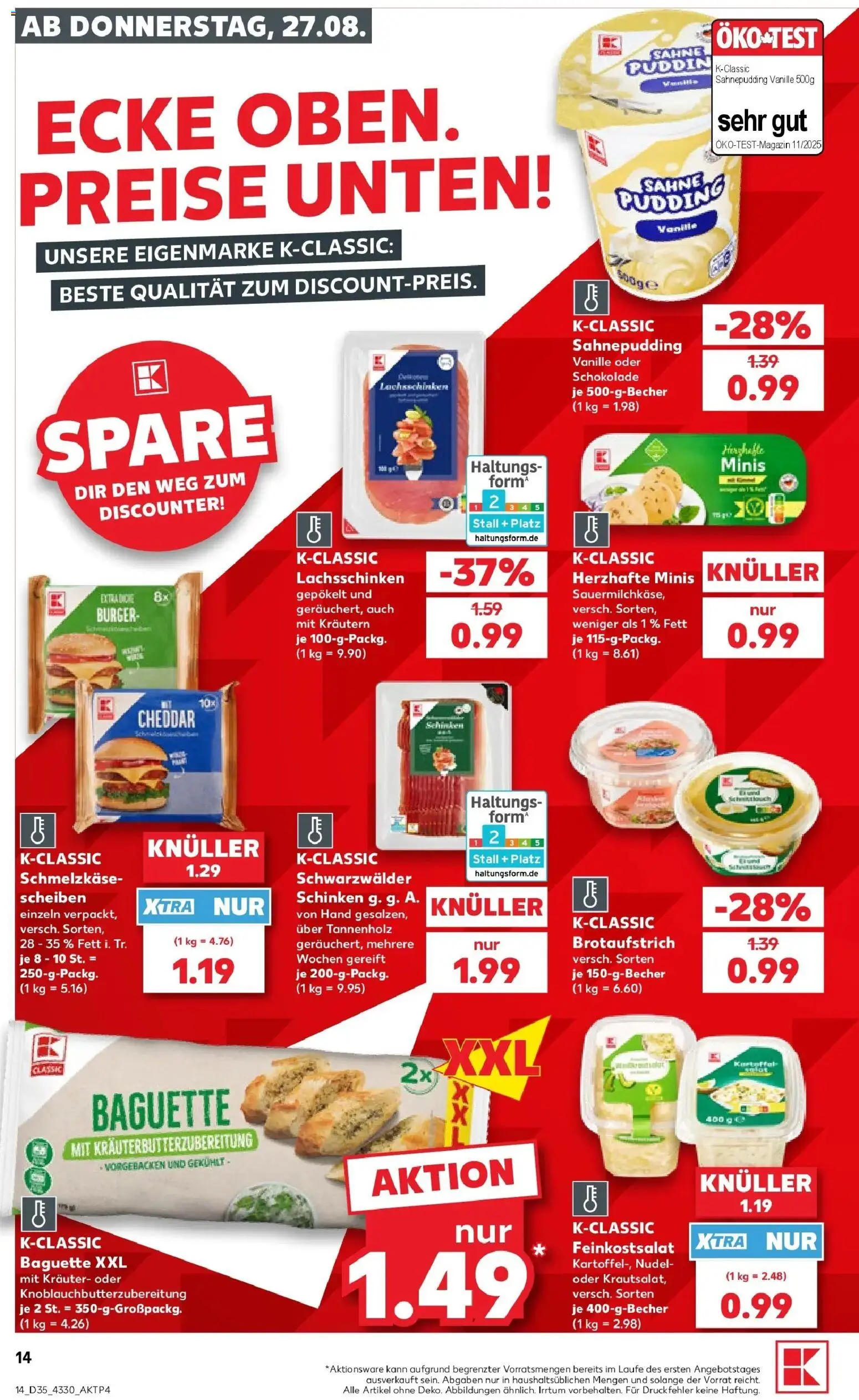 Prospekt Kaufland ab 27.08.2026 » Angebote Online zum Blättern | Seite: 14 | Produkte: Schokolade, Vanille, Schinken, Sahne