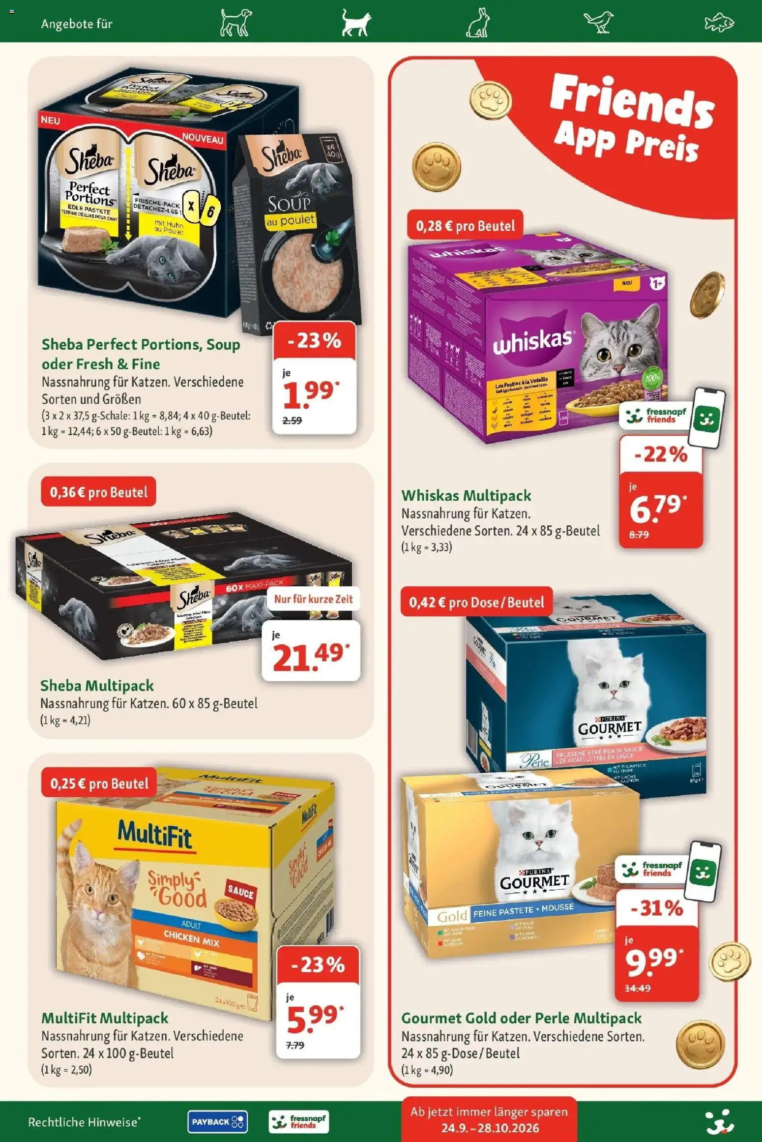 Fressnapf Aktueller Prospekt (ab 24.09.2026) zum Blättern | Seite: 16 | Produkte: Sheba, Thunfisch, Lachs, Whiskas