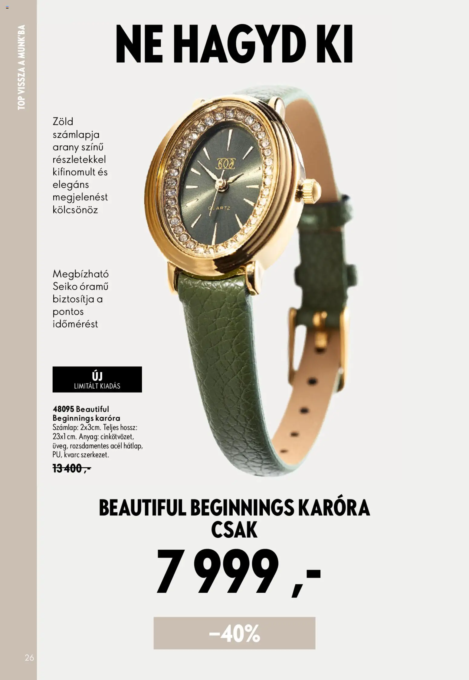 Oriflame akciós ujság - amely érvényes a következő dátumtól: 2026.08.19. | Oldal: 26 | Termékek: Karóra