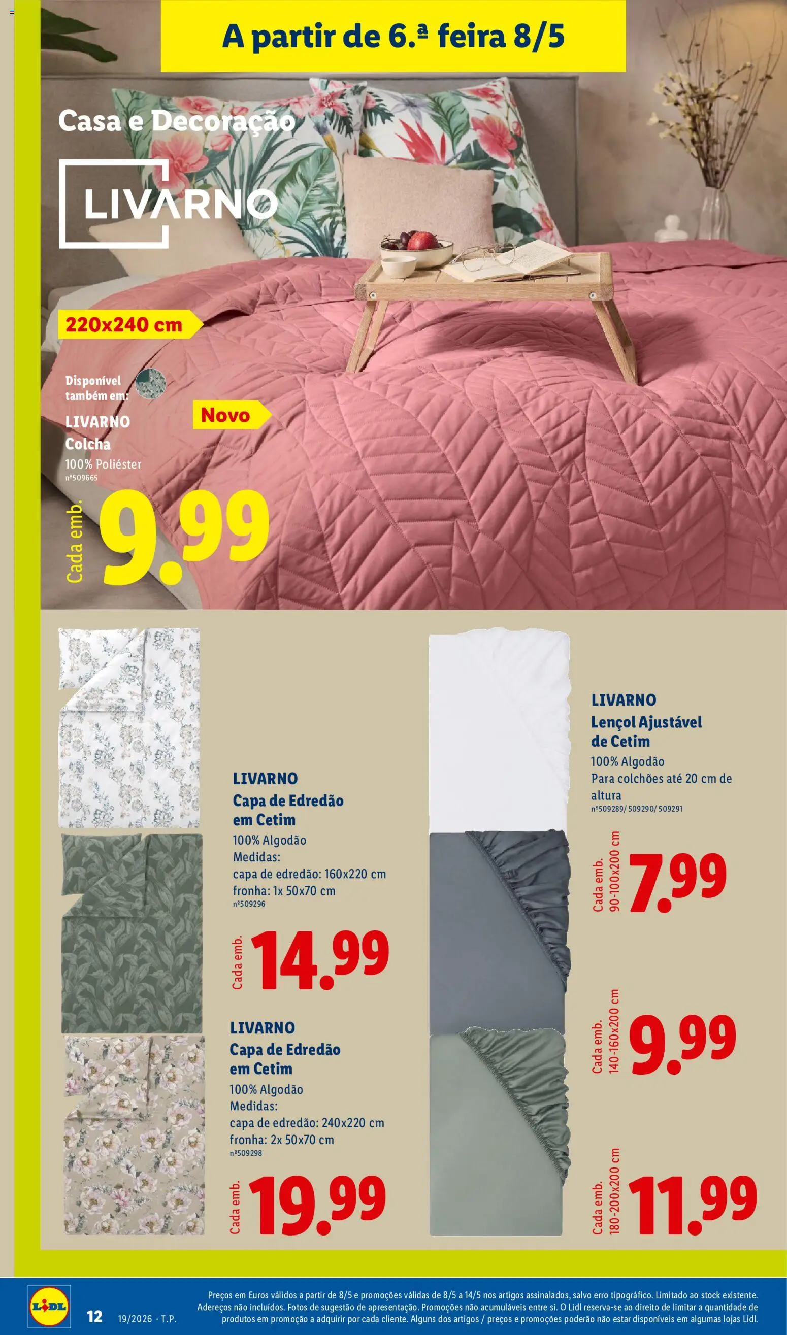 Lidl Novidades │ válido de 04.05.2026 | Página: 12 | Produtos: Fronha, Colchões, Lençol, Colcha