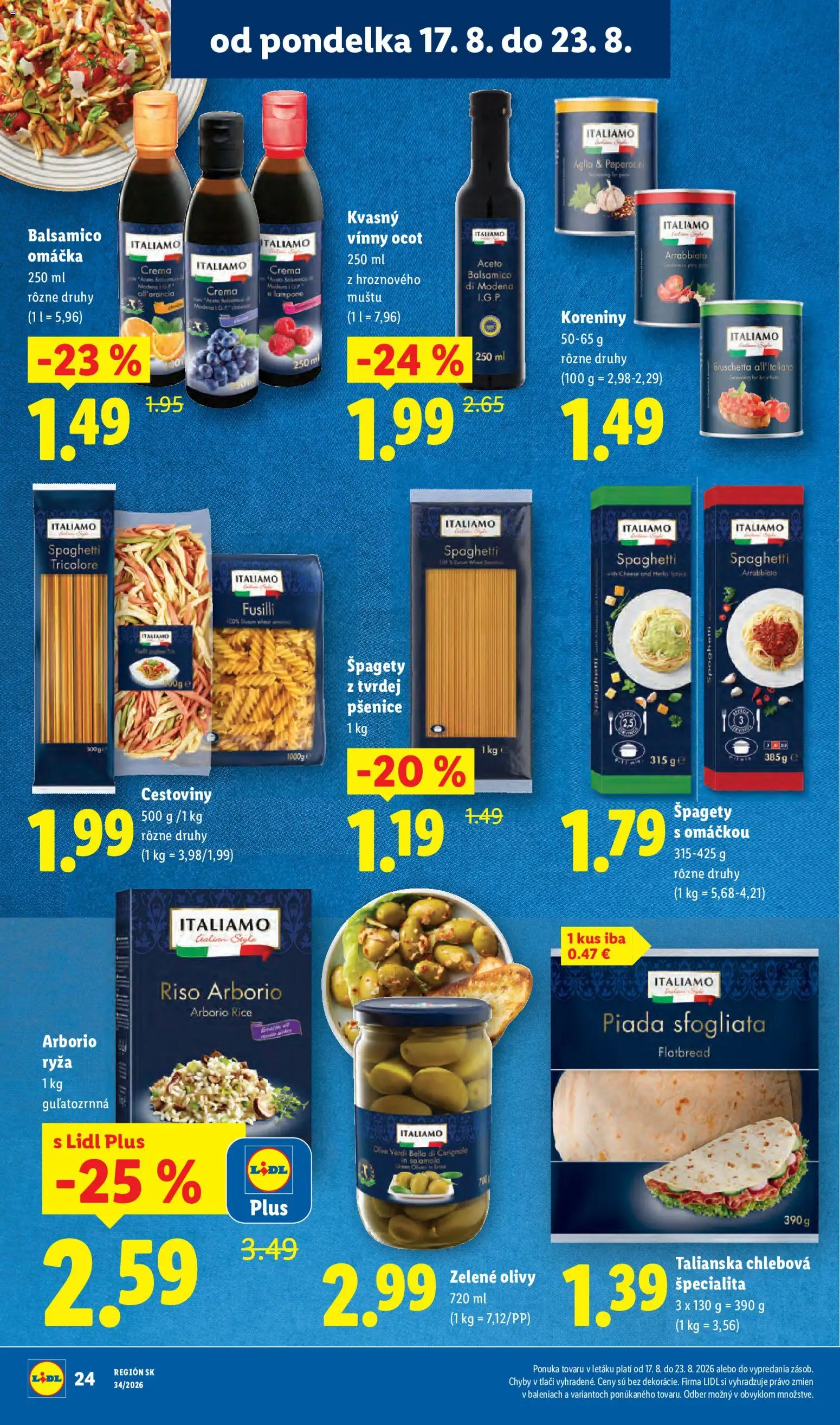 Nové Lidl akcie – leták je platný od 17.08.2026 | Strana: 30 | Produkty: Ryža, Olivy, Omáčka, Ocot