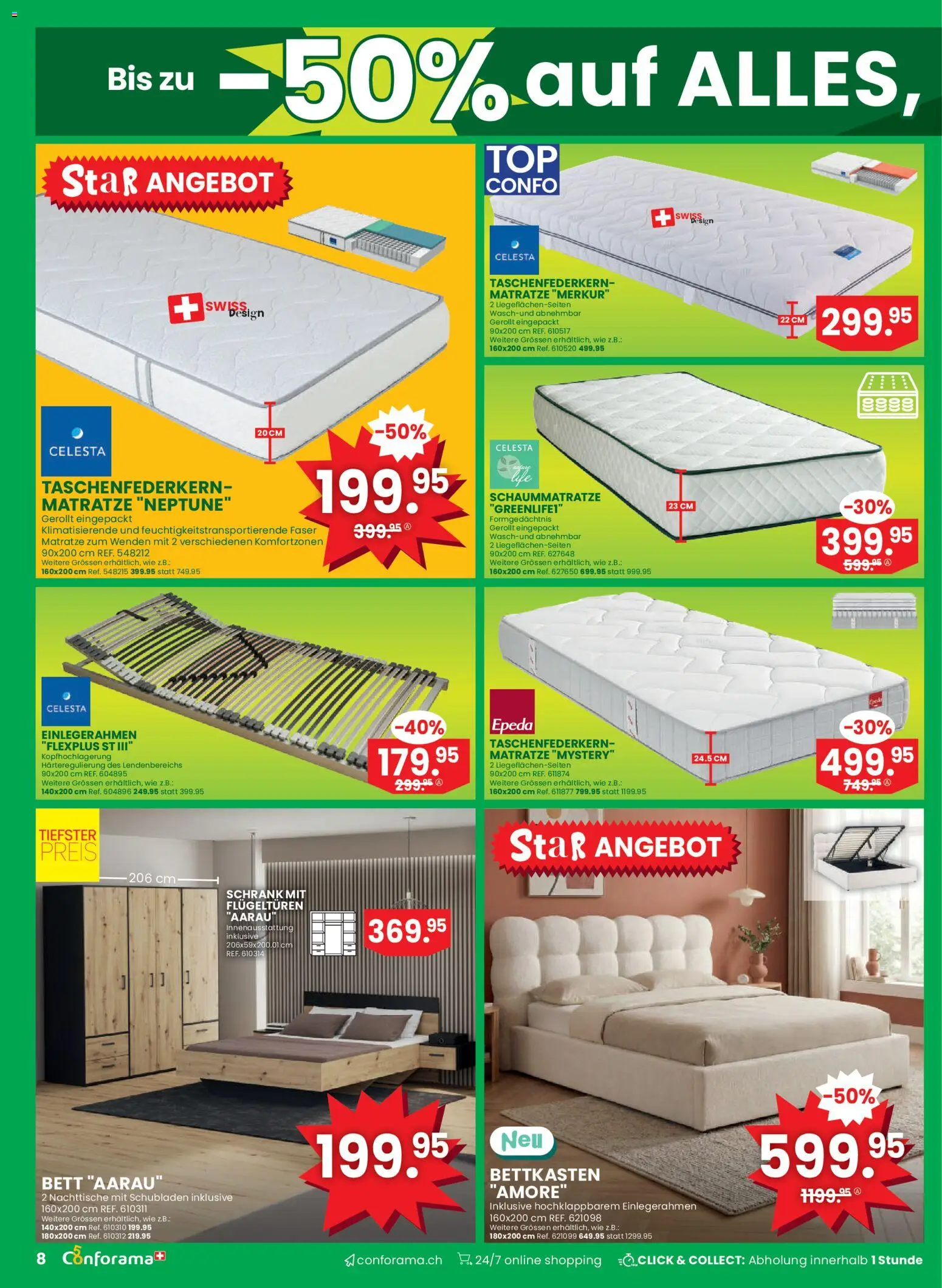 Conforama aktionen Primavera – gültig ab 01.04.2026 | Seite: 8 | Produkte: Matratze, Schrank, Bett
