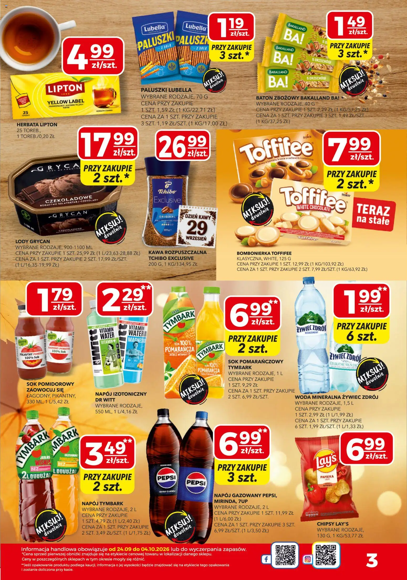Top Market gazetka mini od 24.09.2026 | Strona: 3 | Produkty: Chipsy, Kawa rozpuszczalna, Grycan, Pomidor