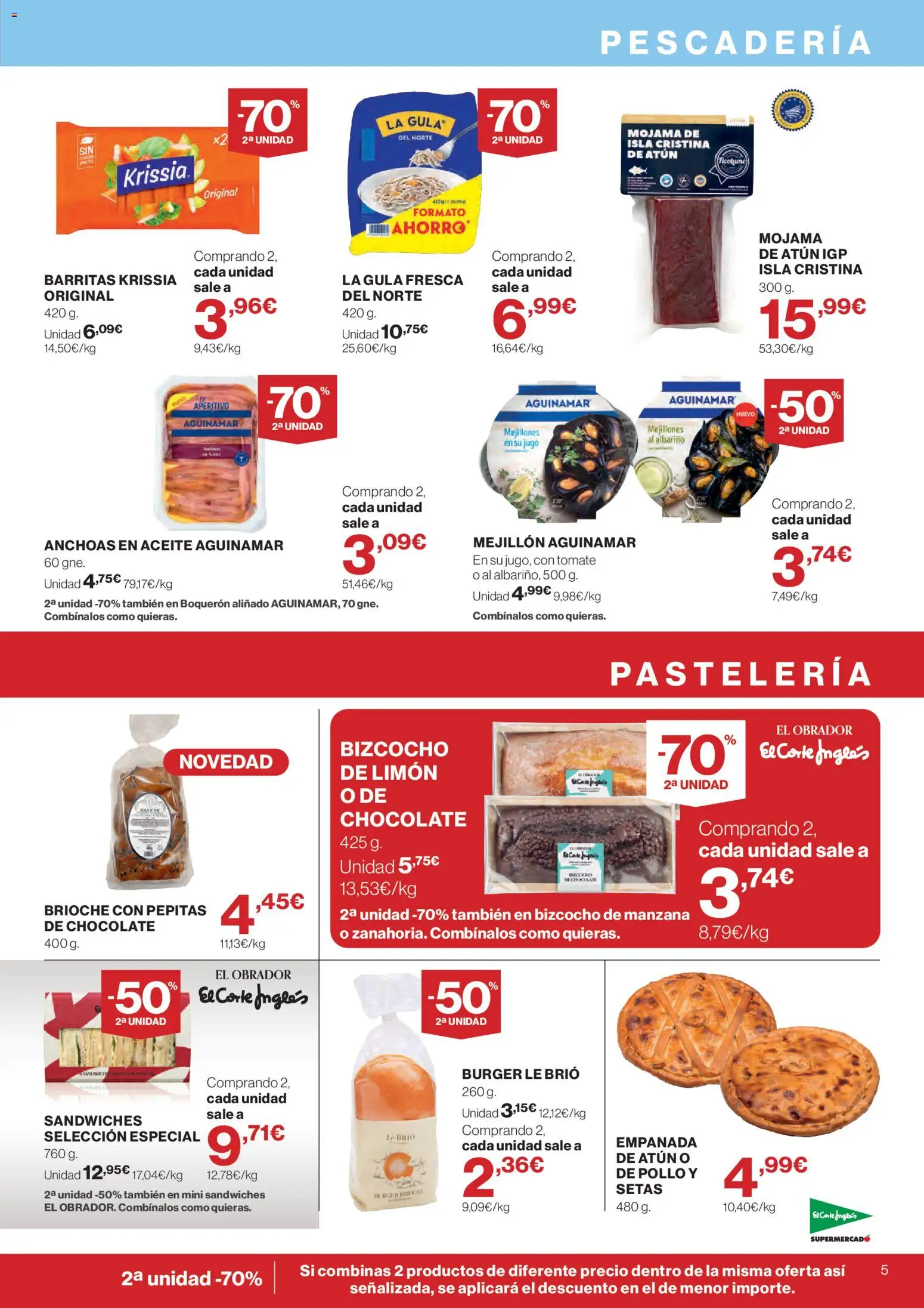 El Corte Inglés ofertas │ válido desde el 24/09/2026 | Página: 5 | Productos: Atún, Chocolate, Tomate, Jugo