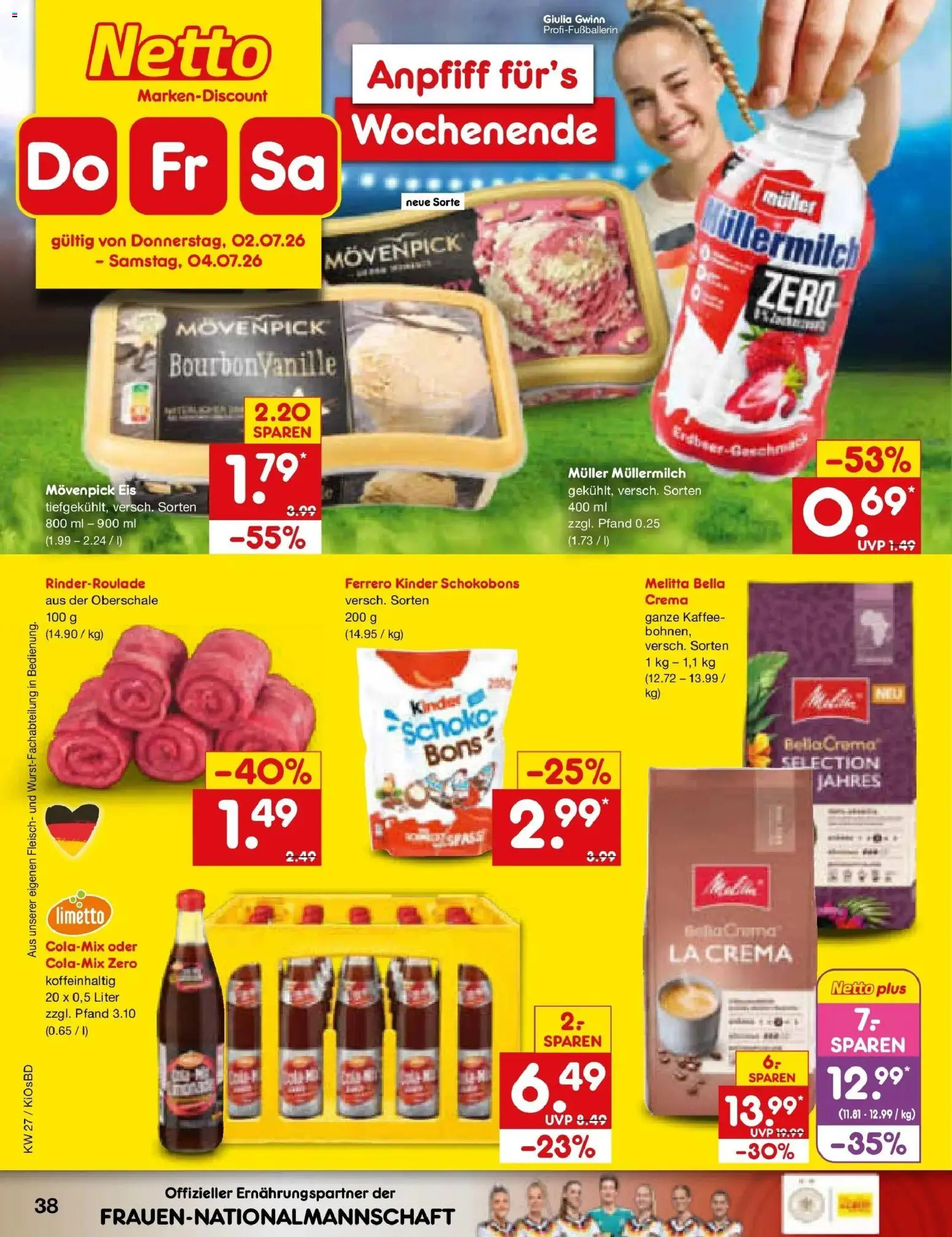 Netto Marken-Discount Prospekt Mistelbach – gültig ab 28.06.2026 | Seite: 56 | Produkte: Melitta, Movenpick eis, Müllermilch, Muller mullermilch