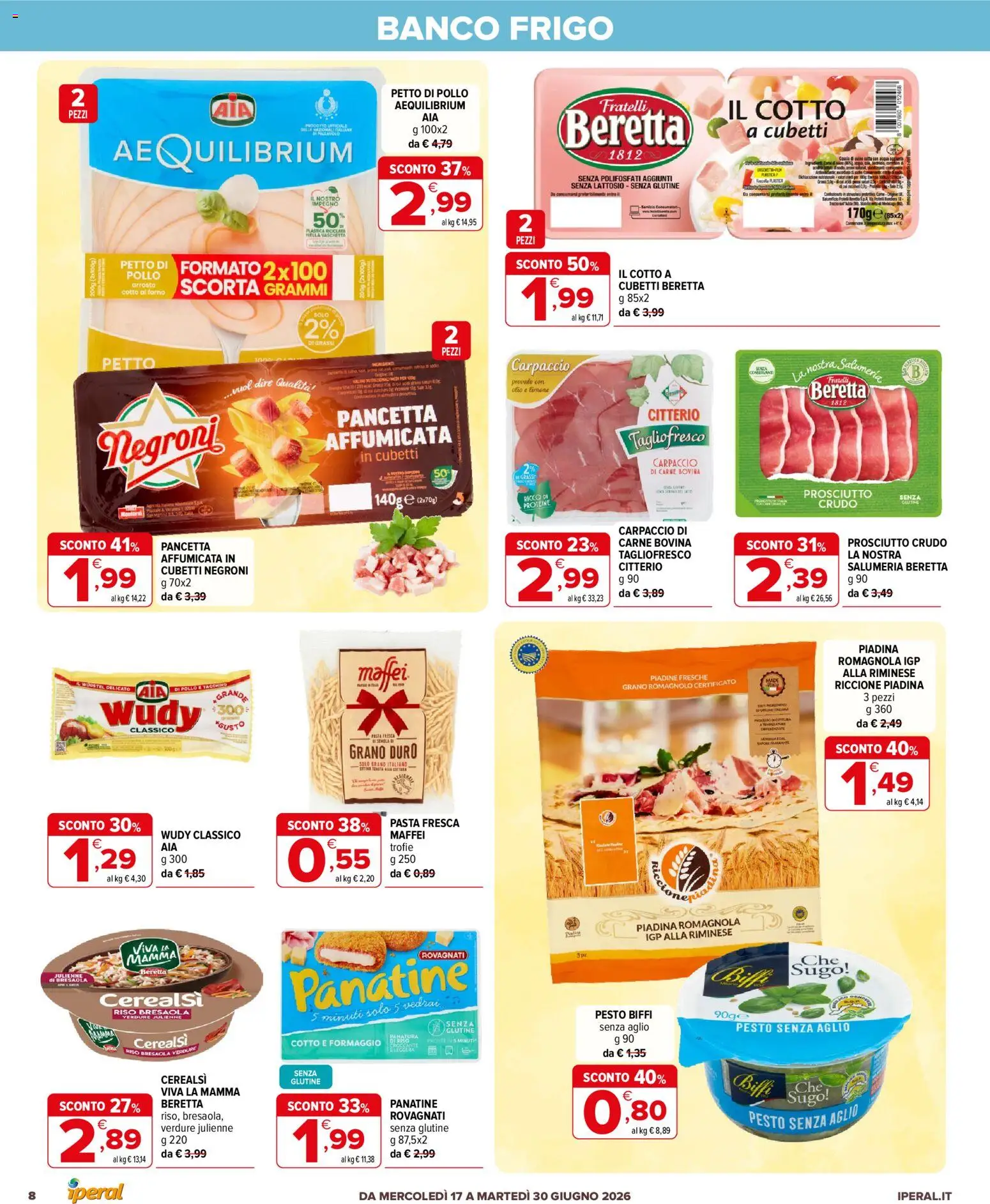 Volantino Iperal del 17.06.2026 | Pagina: 8 | Prodotti: Arrosto, Riso, Pancetta, Formaggio