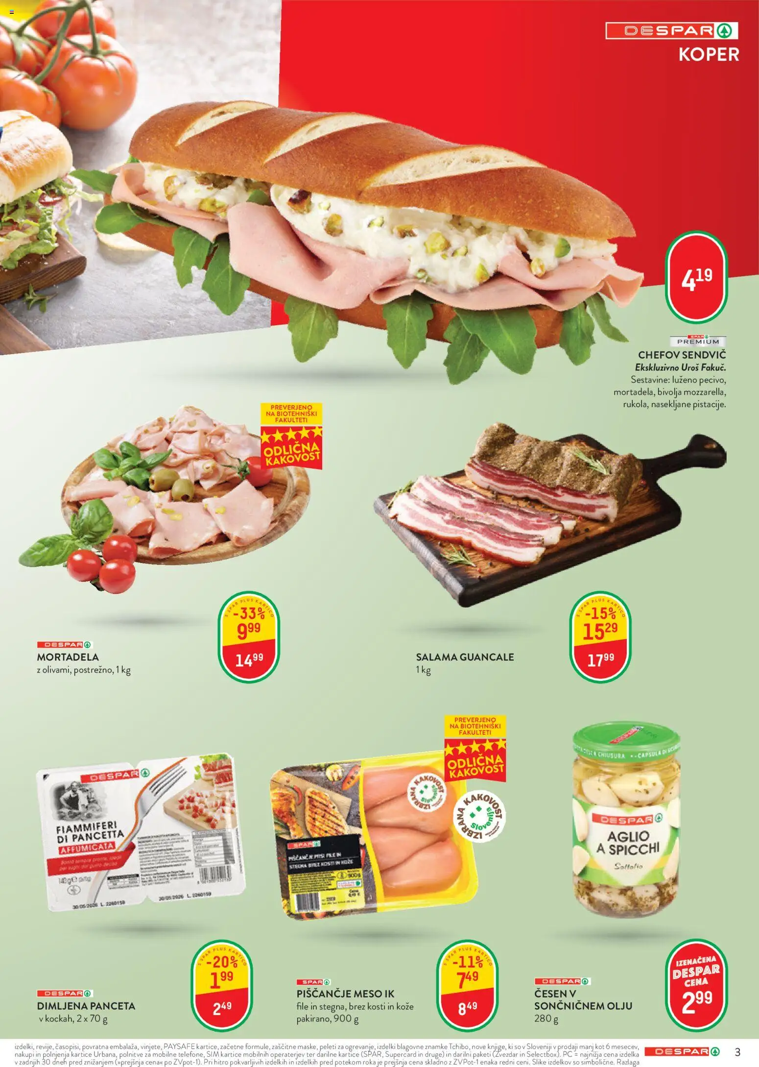 Novi Spar katalog ponudbe – veljaven od 15.07.2026 | Stran: 3 | Izdelki: Mortadela, Salama, Piscancje meso, Cesen