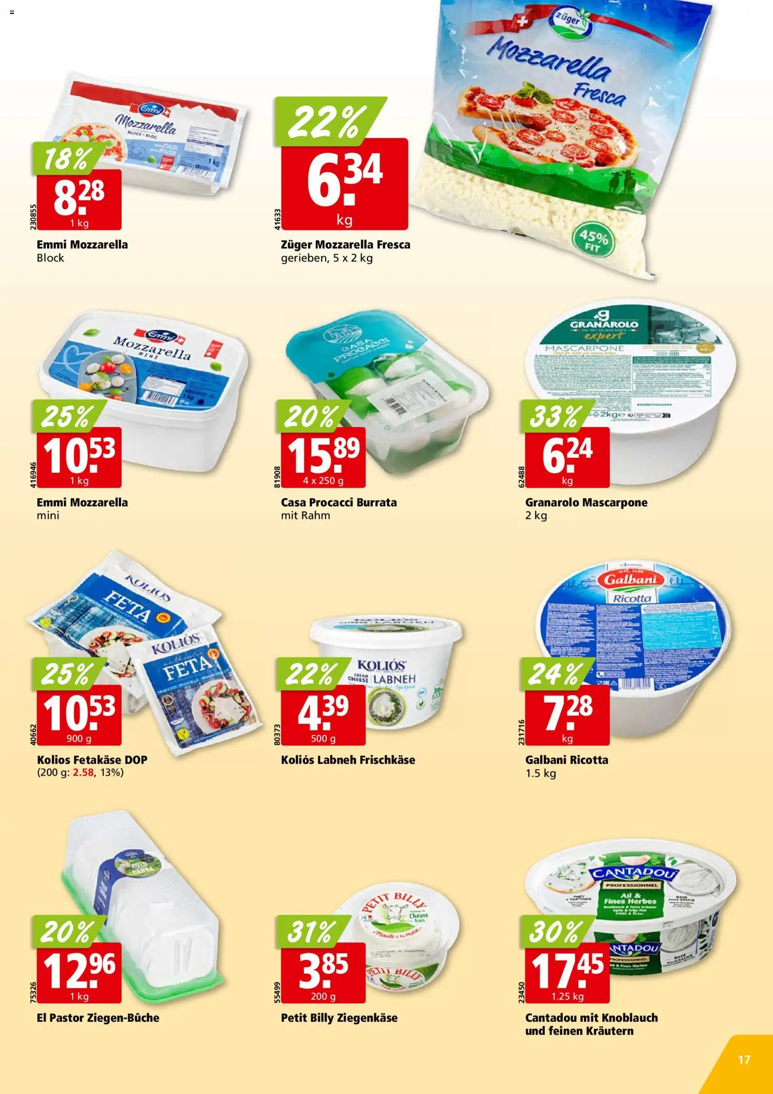 Aligro aktionen Chavannes, Matran, Genf, Sitten – gültig ab 17.08.2026 | Seite: 17 | Produkte: Feta, Frischkäse, Knoblauch, Ricotta