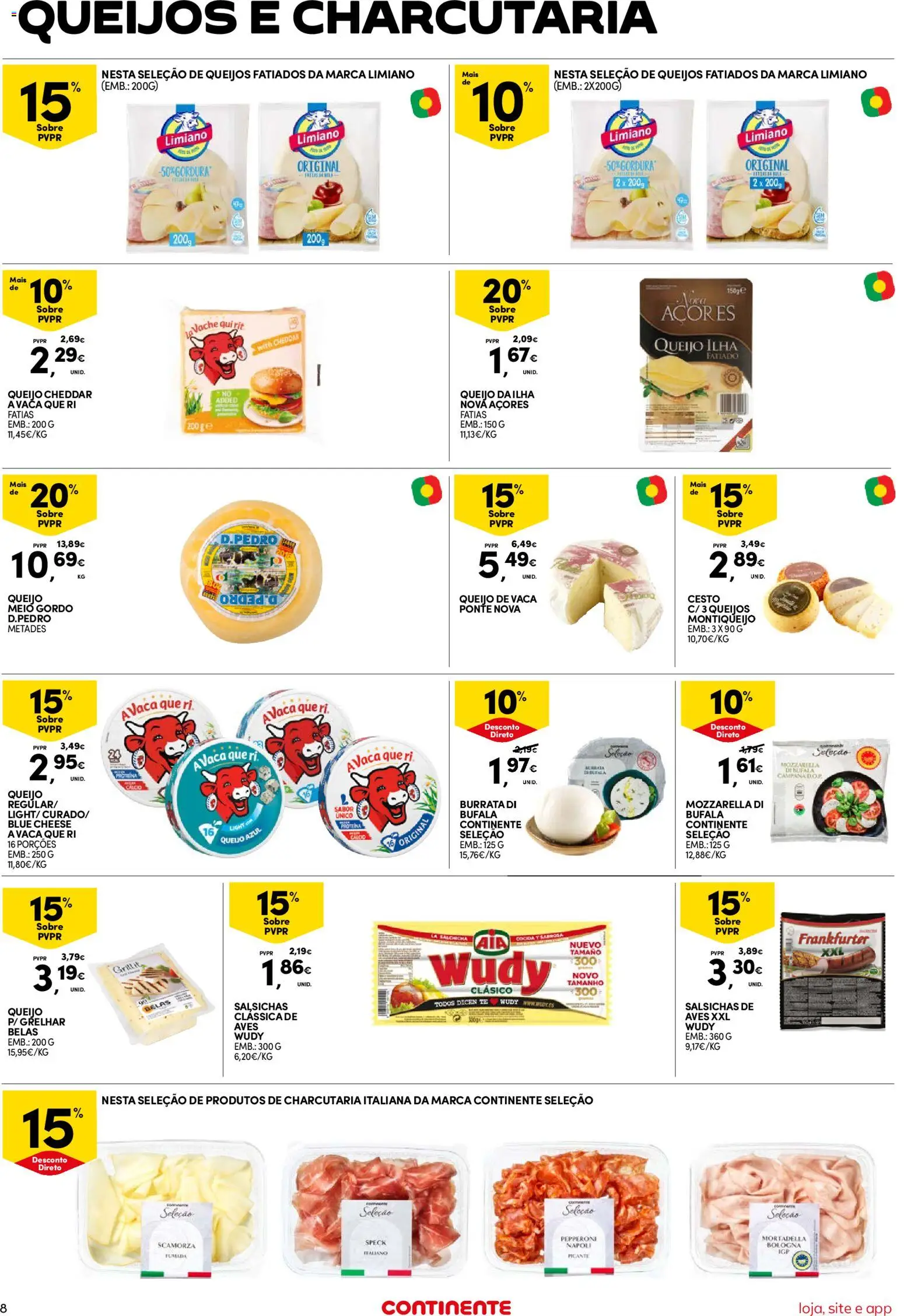 Continente Semanal Continente Bom Dia │ válido de 28/07/2026 | Página: 8 | Produtos: Cálcio, Queijo, Cheddar