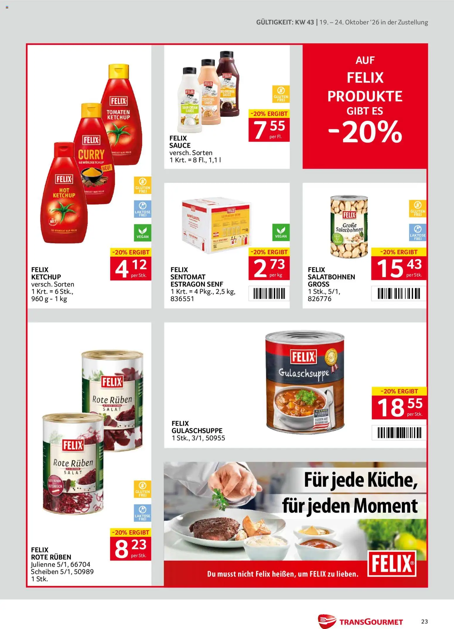Transgourmet Flugblatt gültig ab 19.10.2026 | Seite: 23 | Produkte: Ketchup, Salat, Tomaten