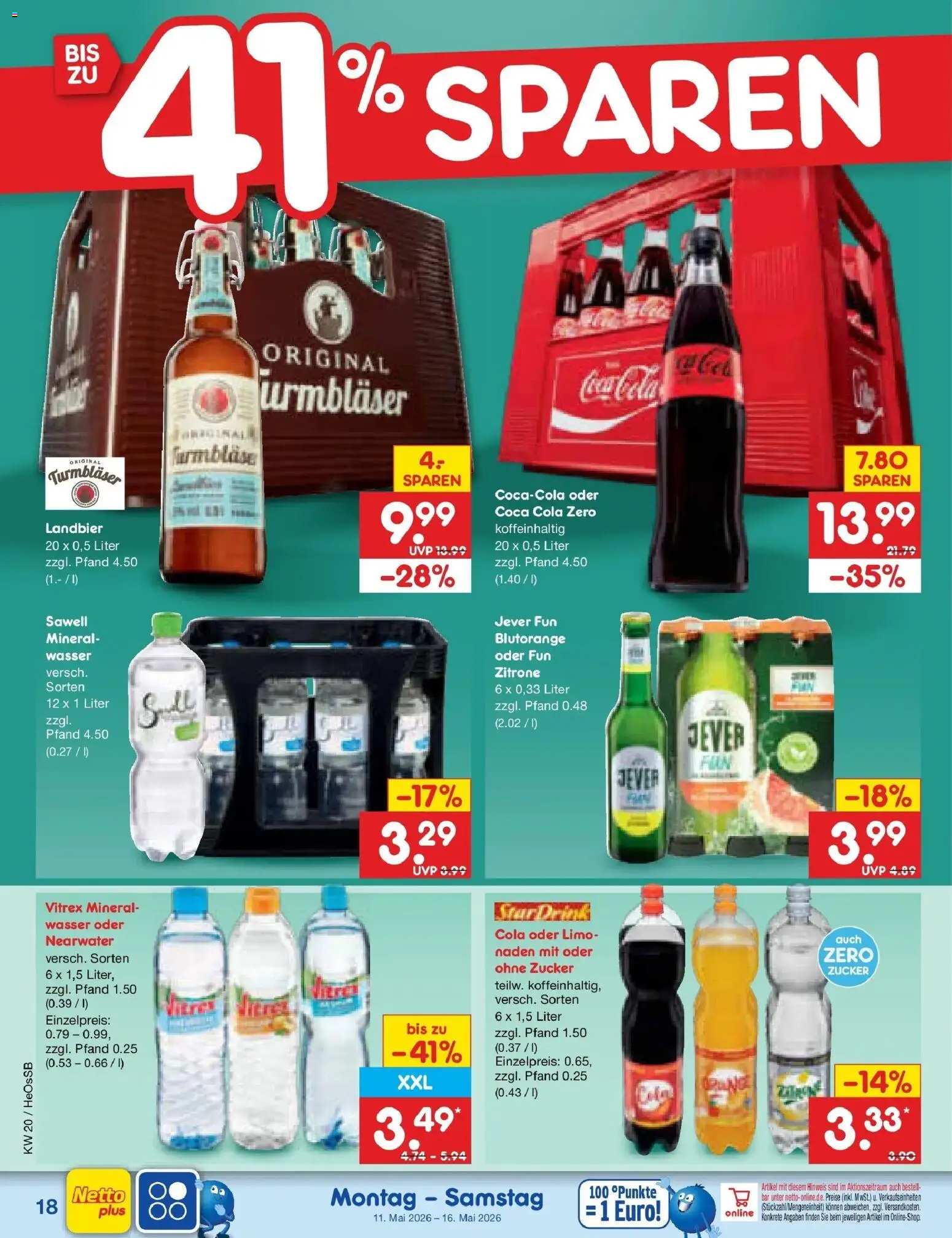 Netto Marken-Discount Prospekt Kröpelin	 – gültig ab 10.05.2026 | Seite: 23 | Produkte: Coca cola, Wasser, Zitrone, Jever