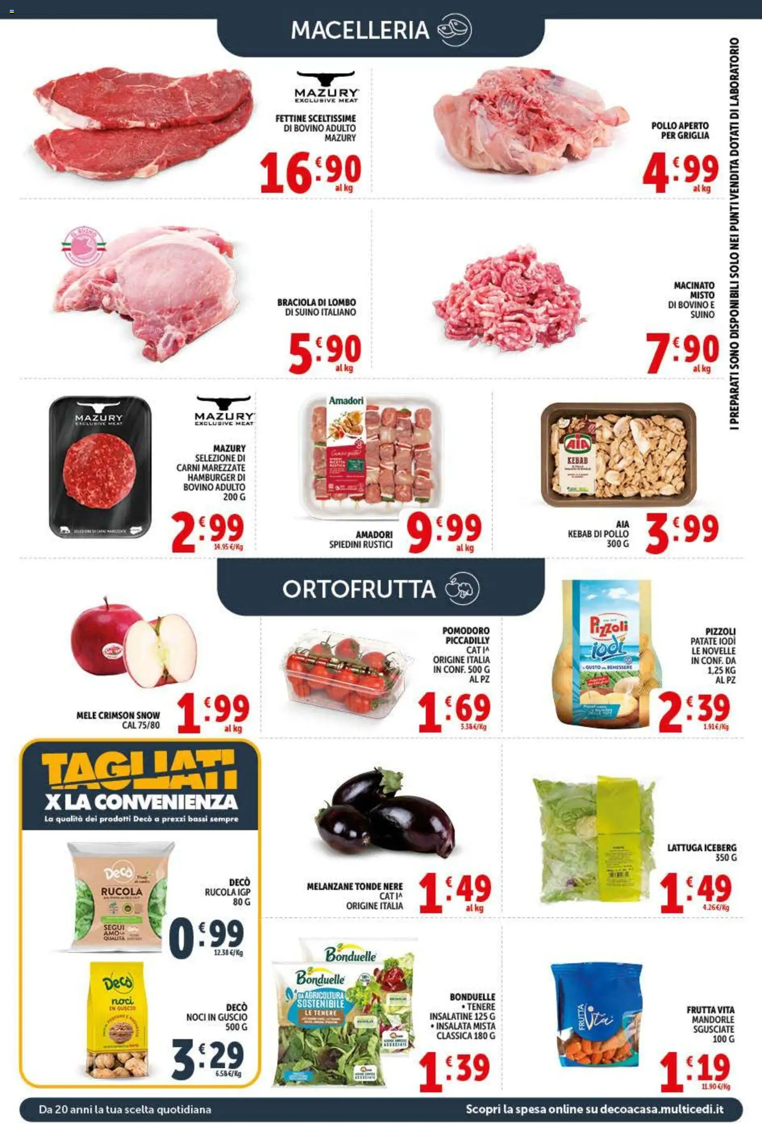 Volantino Decò del 20.05.2026 | Pagina: 4 | Prodotti: Bovino, Patate, Frutta, Hamburger