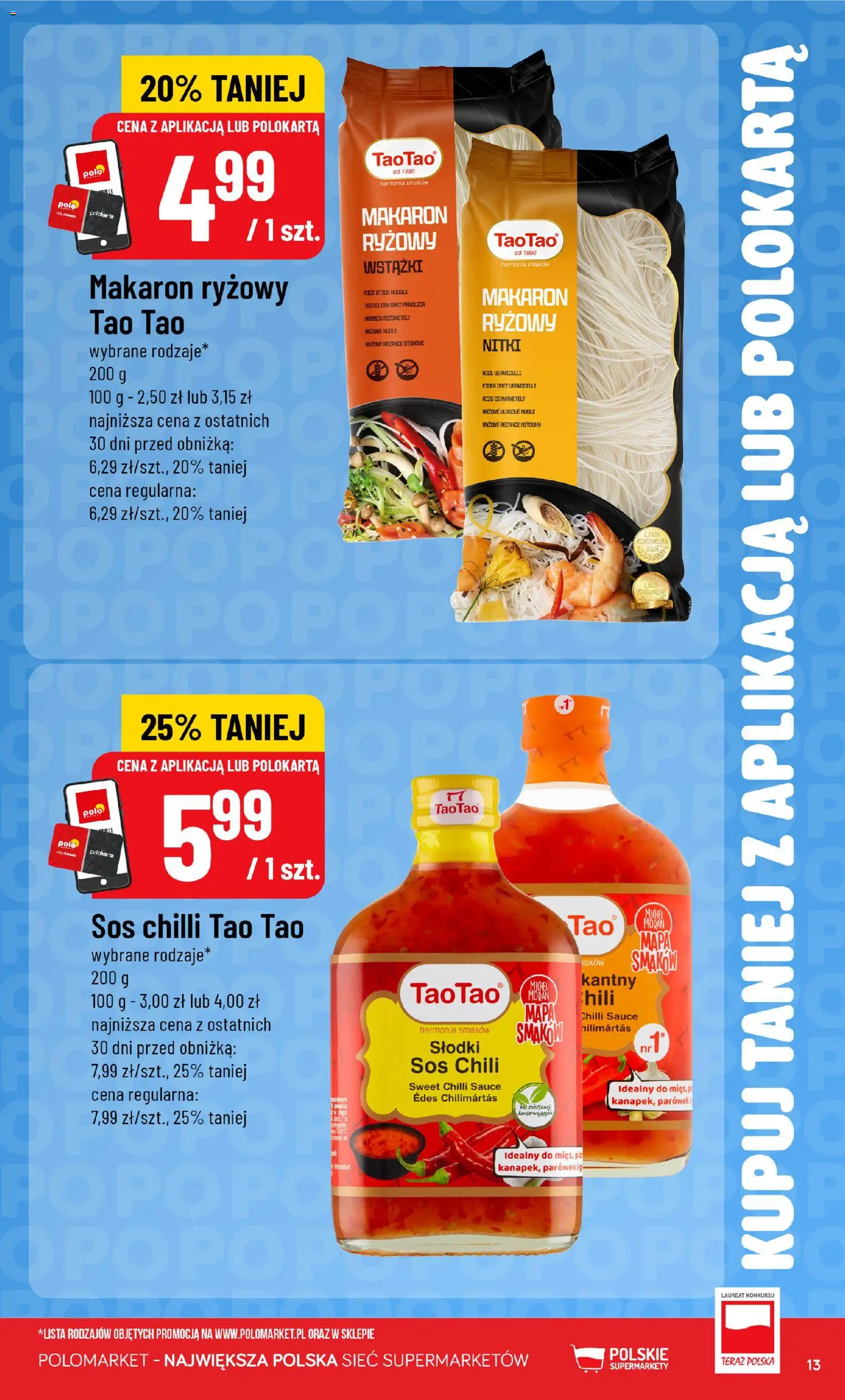 Nowa POLOmarket gazetka od jutra 19.08.2026 | Strona: 13 | Produkty: Chili, Makaron ryżowy, Makaron, Sos