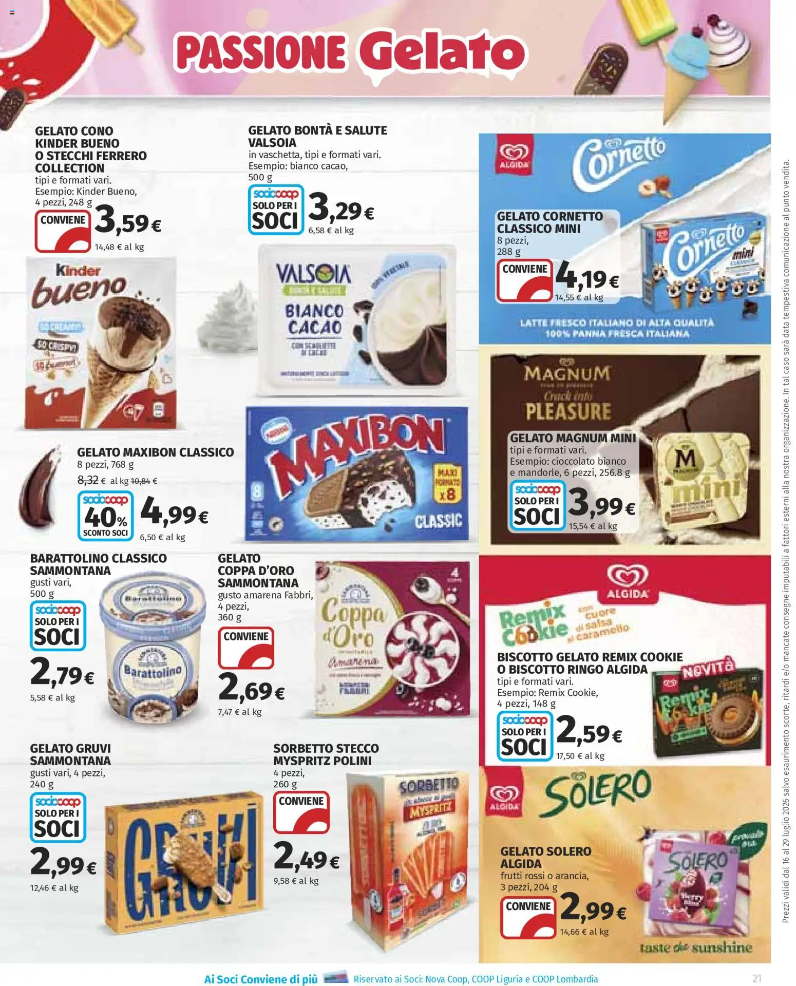 Volantino Ipercoop del 16/07/2026 | Pagina: 21 | Prodotti: Sorbetto, Salsa, Data, Cacao
