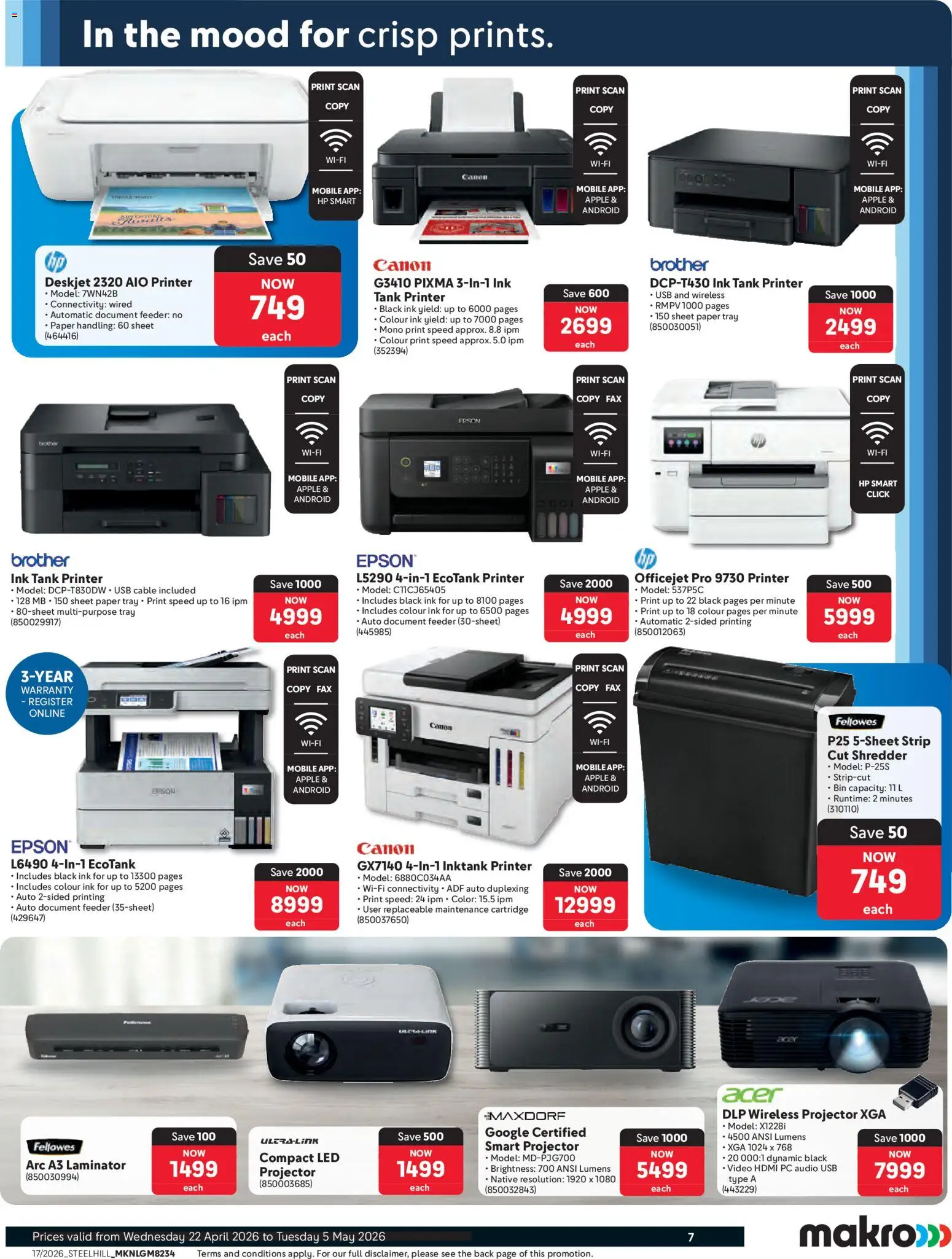 New Makro catalogue – valid from 22.04.2026 | Page: 7 | Products: PC, Printer, Audio, Tray