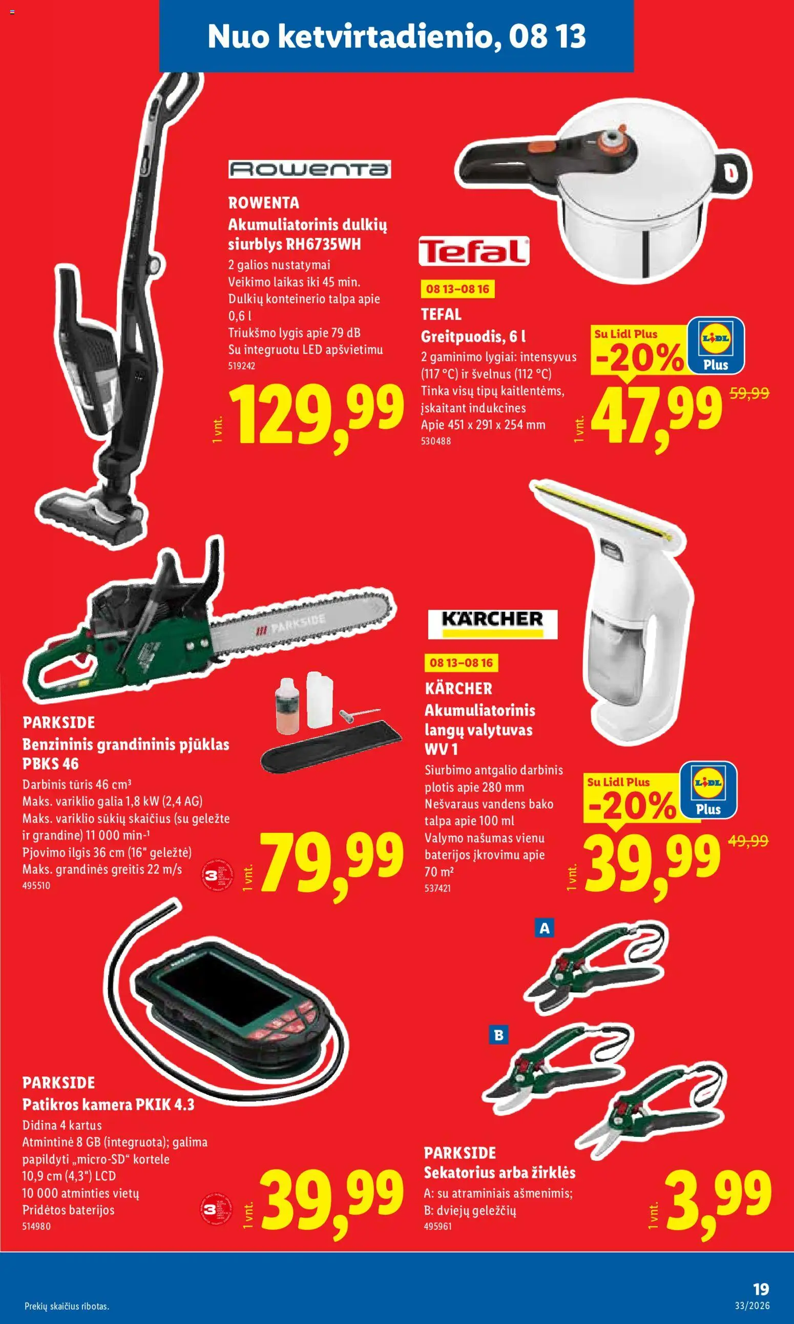 LIDL akcijos nuo 2026.08.10 | Puslapis: 19 | Prekių: Kamera, Baterijos