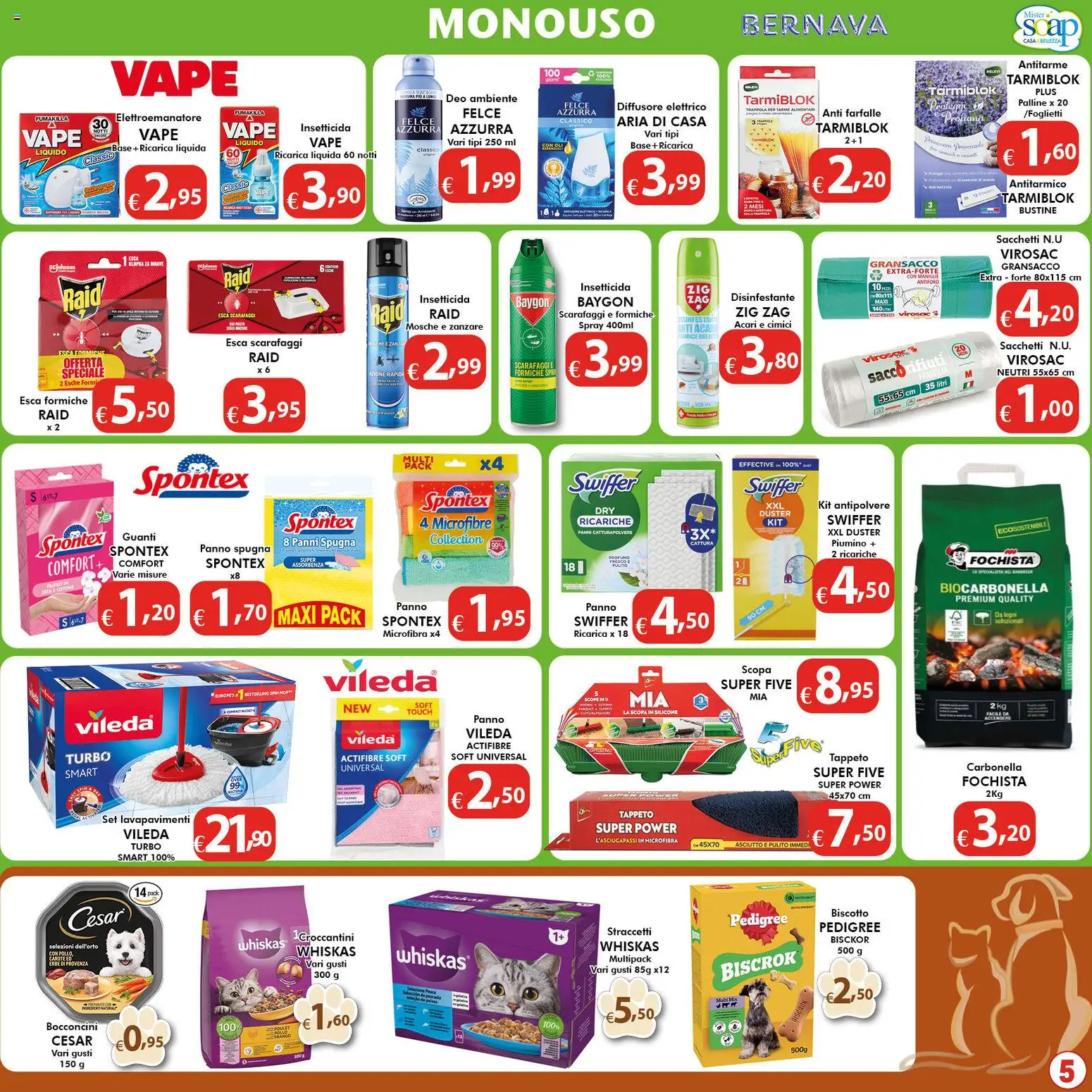 Volantino Bernava del 10.04.2026 | Pagina: 5 | Prodotti: Spugna, Pollo, Pesce, Insetticida