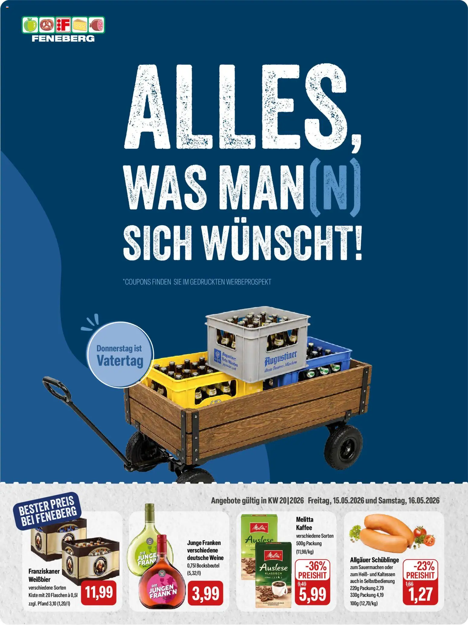 Feneberg Angebote – gültig ab 15.05.2026 | Seite: 1 | Produkte: Franziskaner, Melitta kaffee, Kaffee, Weißbier