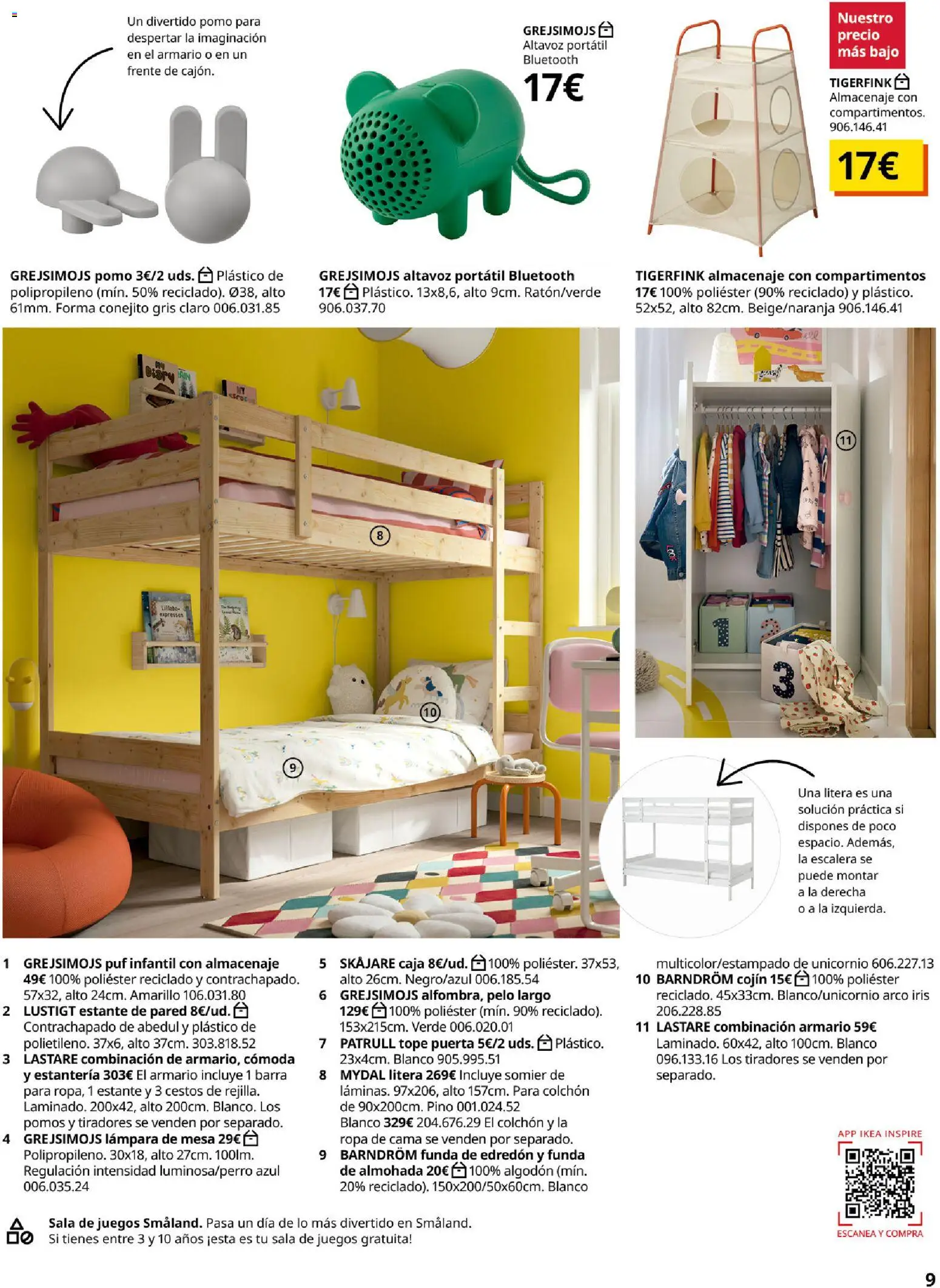 IKEA - Niños │ válido desde el 01/09/2026 | Página: 9 | Productos: Altavoz, Algodón, Cama, Cojín