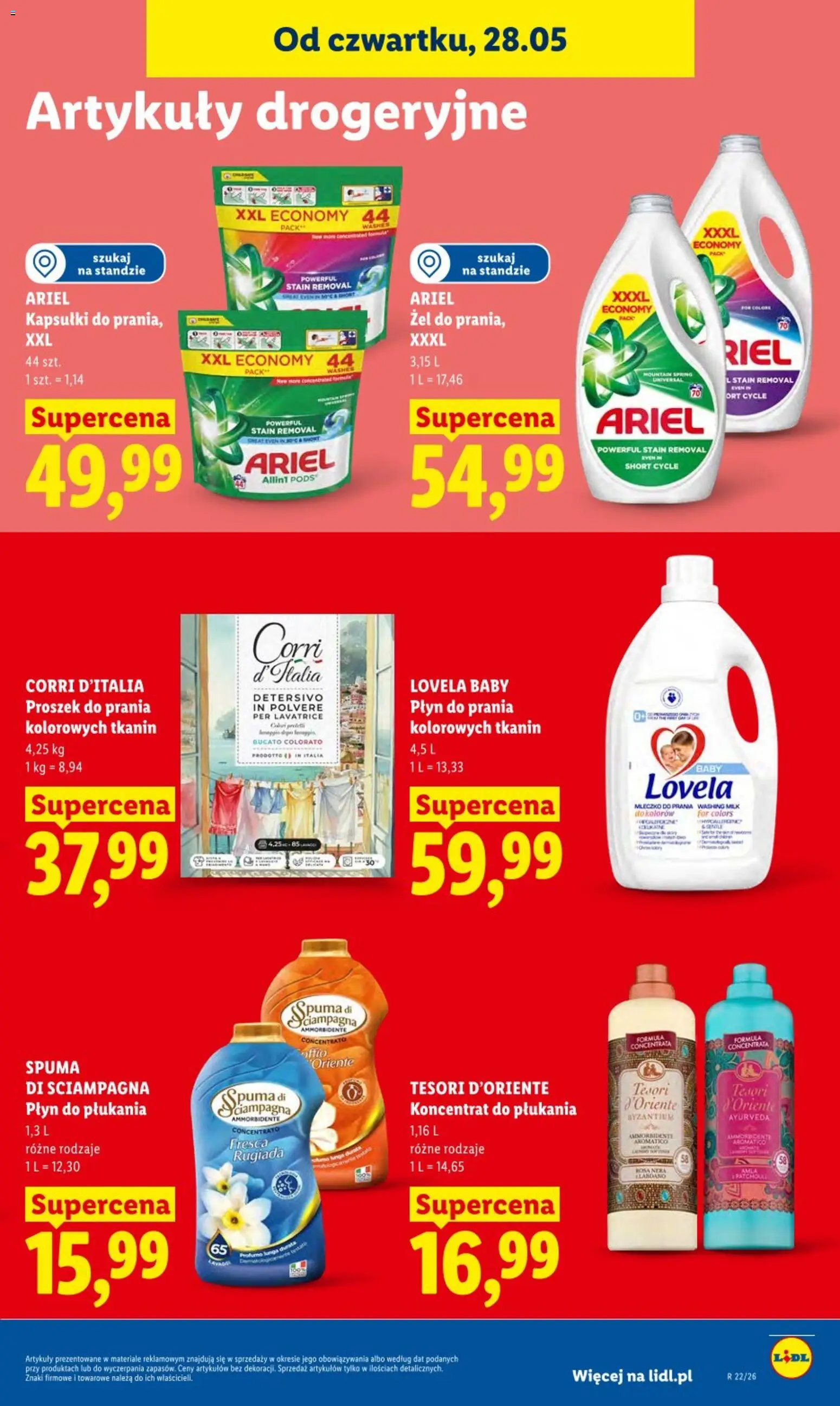 Lidl gazetka od 28.05.2026 | Strona: 83 | Produkty: Ariel kapsułki, Tesori d'oriente, Proszek do prania, Detergent