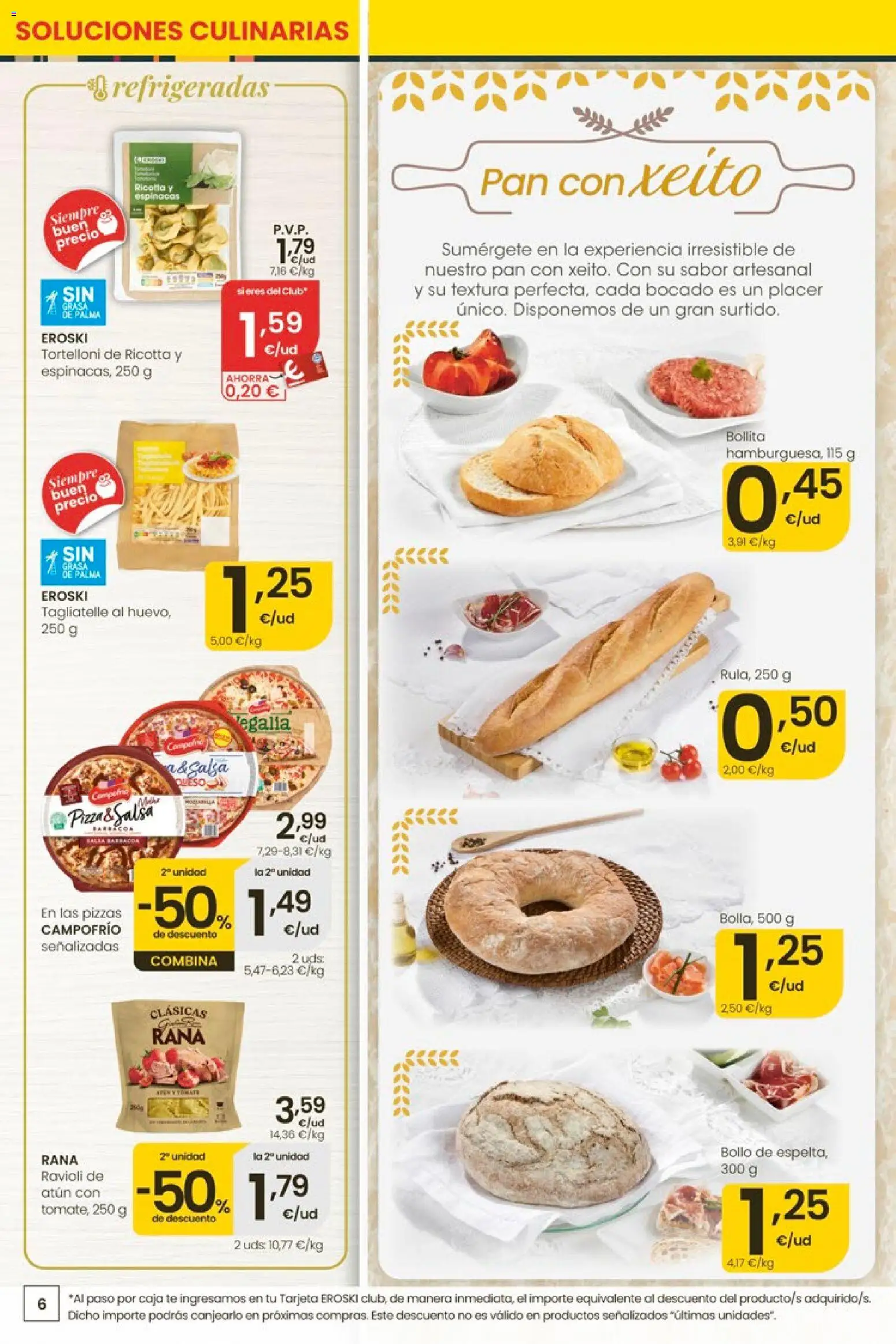 Eroski Quieres ahorrar conmigo │ válido desde el 14.05.2026 | Página: 6 | Productos: Pan, Pizza, Té, Caja