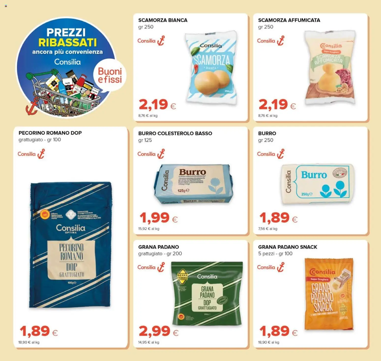 Volantino Oasi del 23.04.2026 | Pagina: 8 | Prodotti: Burro, Grana Padano, Pecorino Romano, Pecorino