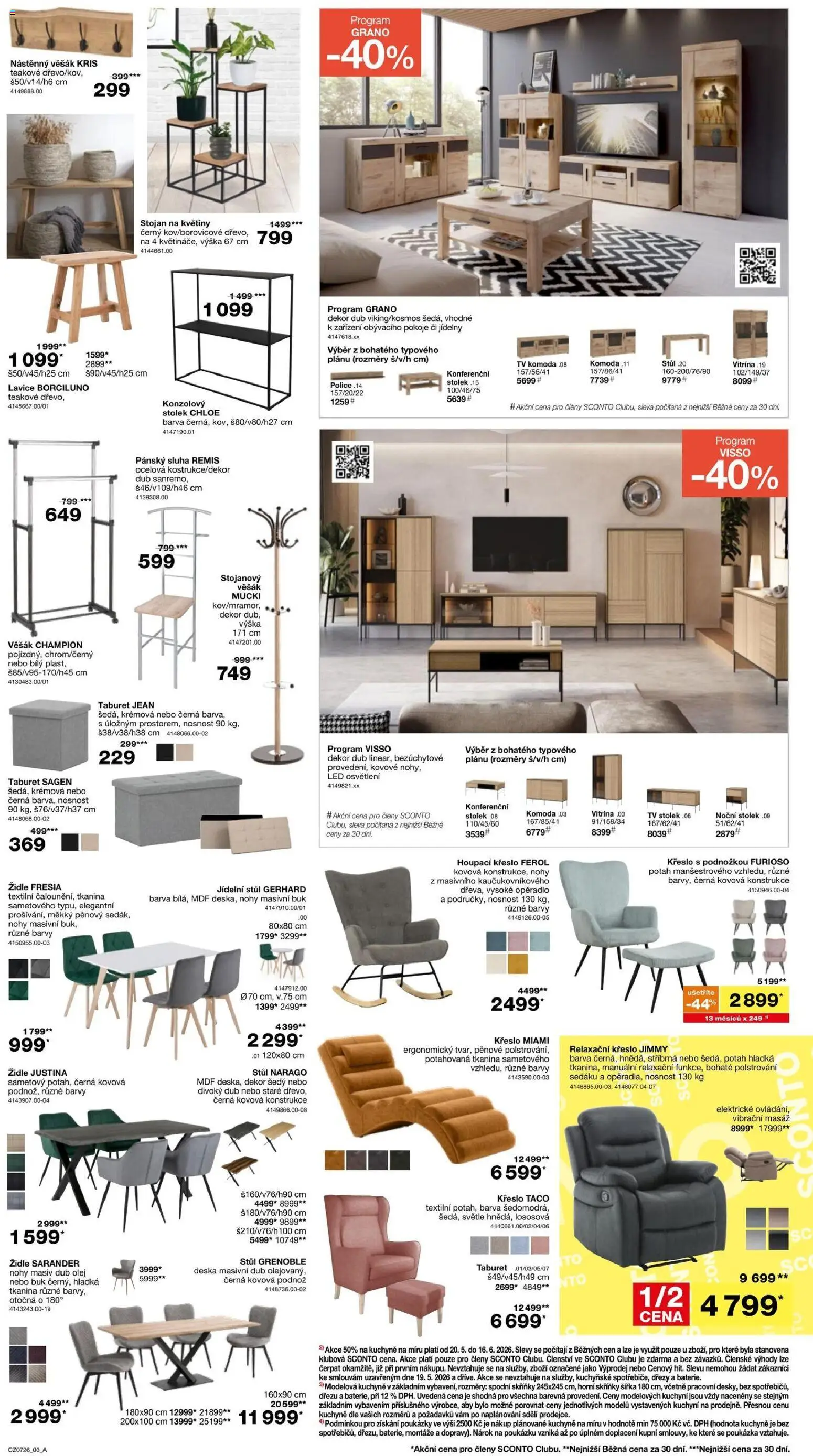Sconto nábytek leták od 20.05.2026 | Strana: 3 | Produkty: Komoda, Křeslo, Stolek, Židle